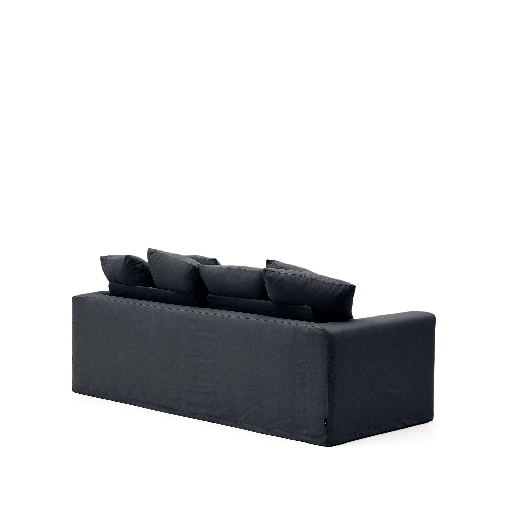 Nora 3-seater sofa with removable cover with linen and cotton cushions in anthracite grey 240cm - Product Image