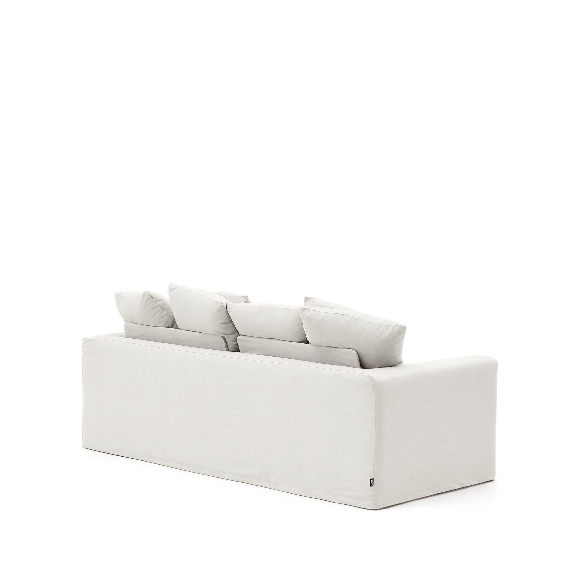 Nora 3-seater sofa with removable cover with linen and cotton cushions in ecru 240cm - Product Image