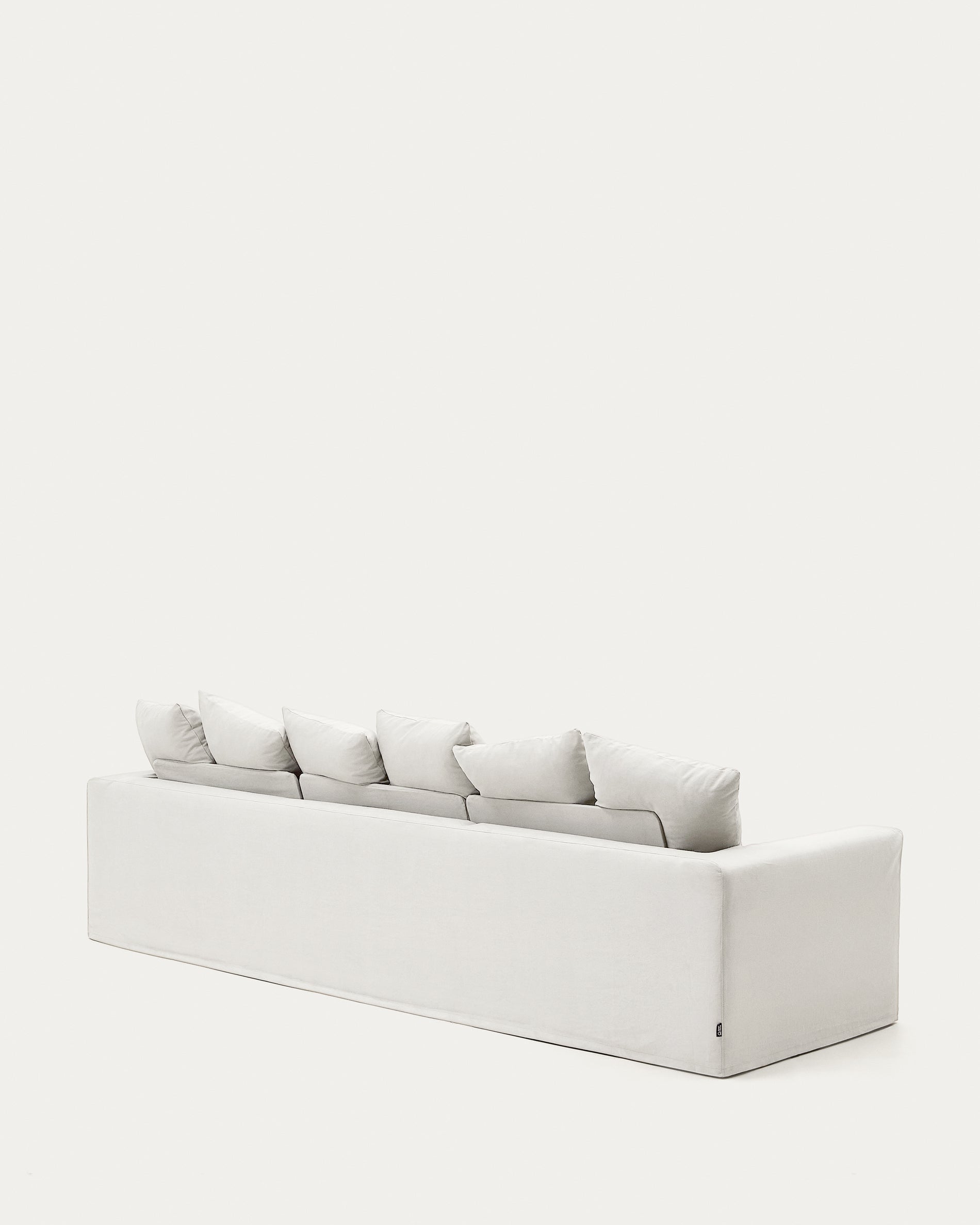 Nora 4-seater sofa with removable cover with linen and cotton cushions in ecru 340cm - Product View