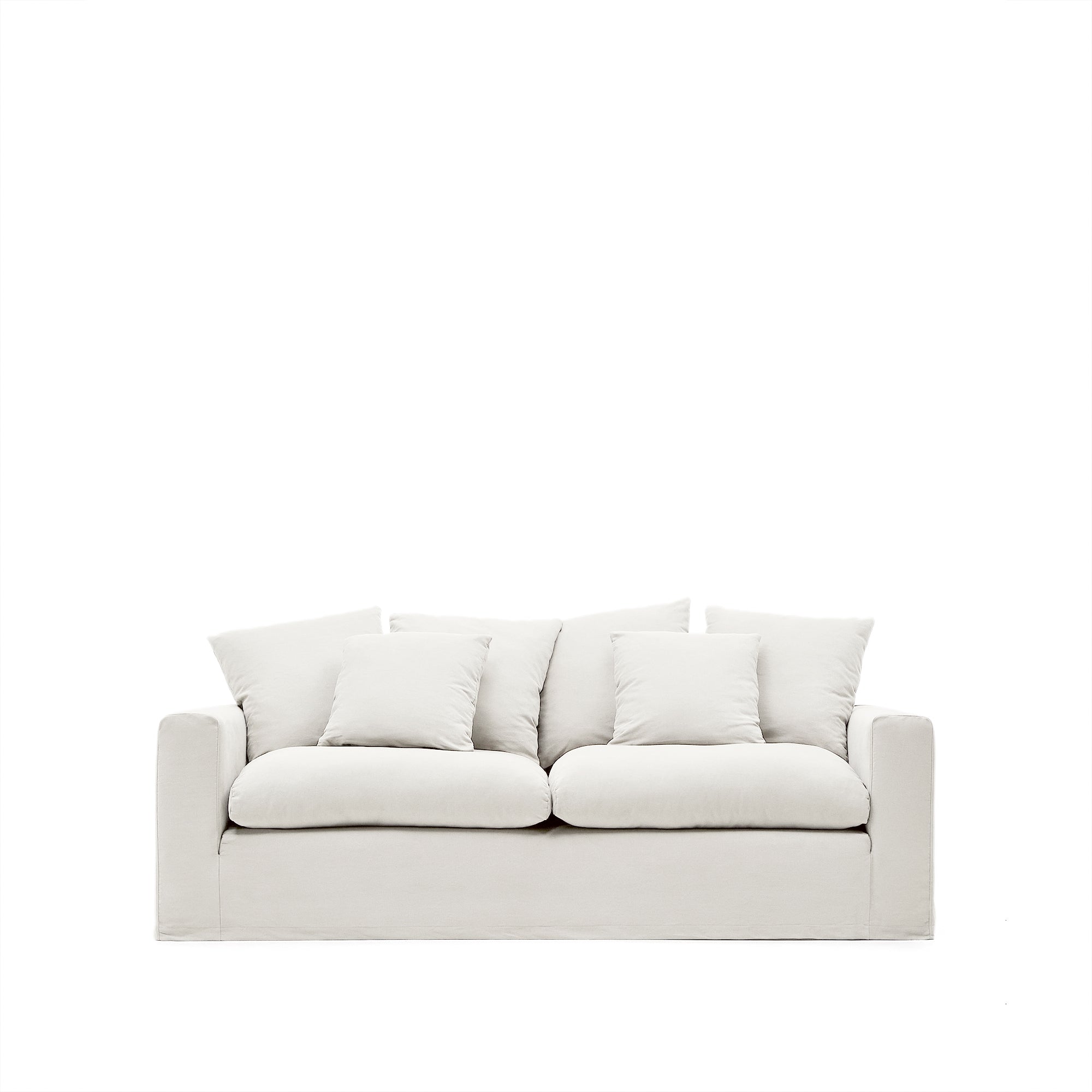 Nora 3-seater sofa cover in ecru linen and cotton - Product Image