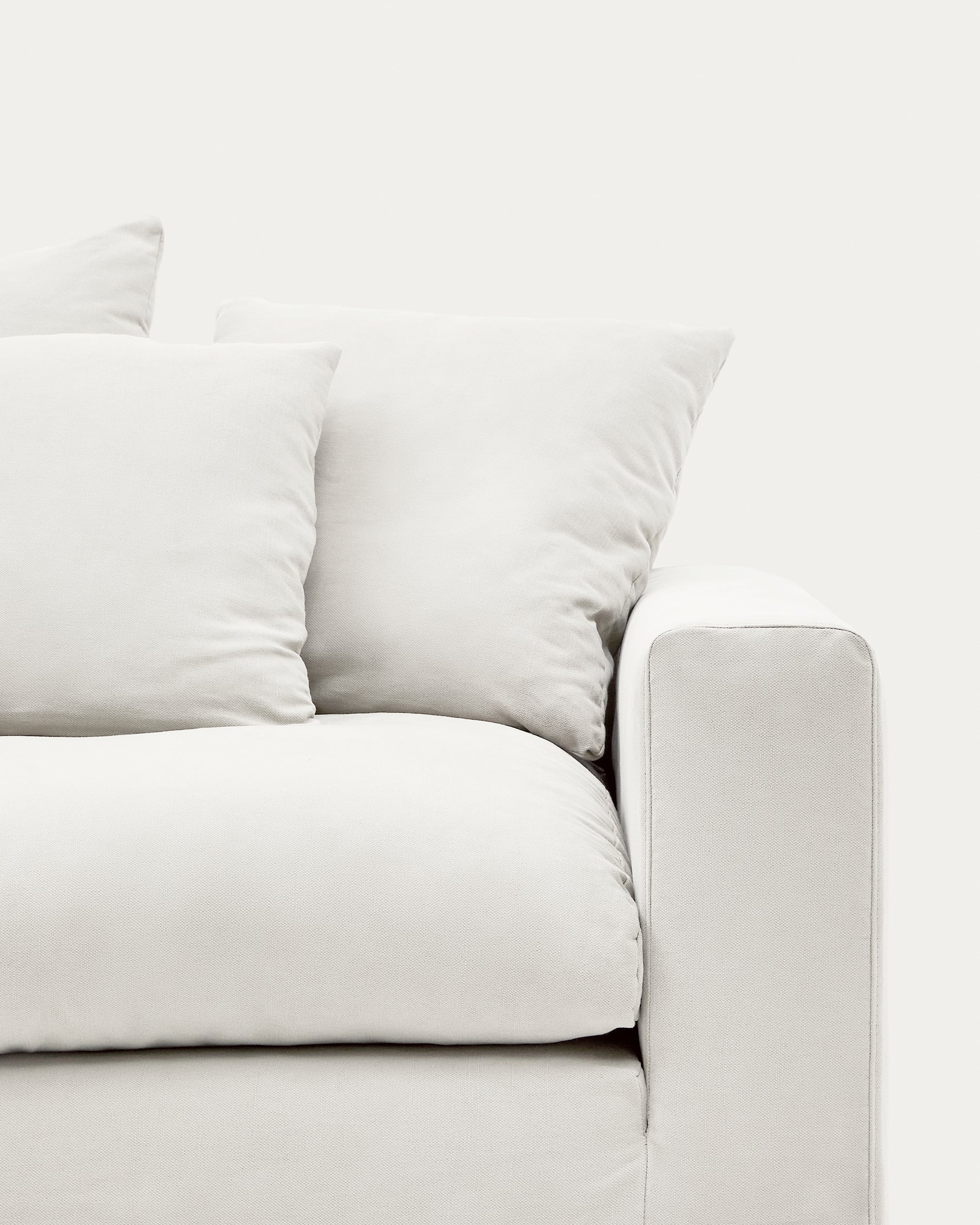 Nora 3-seater sofa cover in ecru linen and cotton - Detail