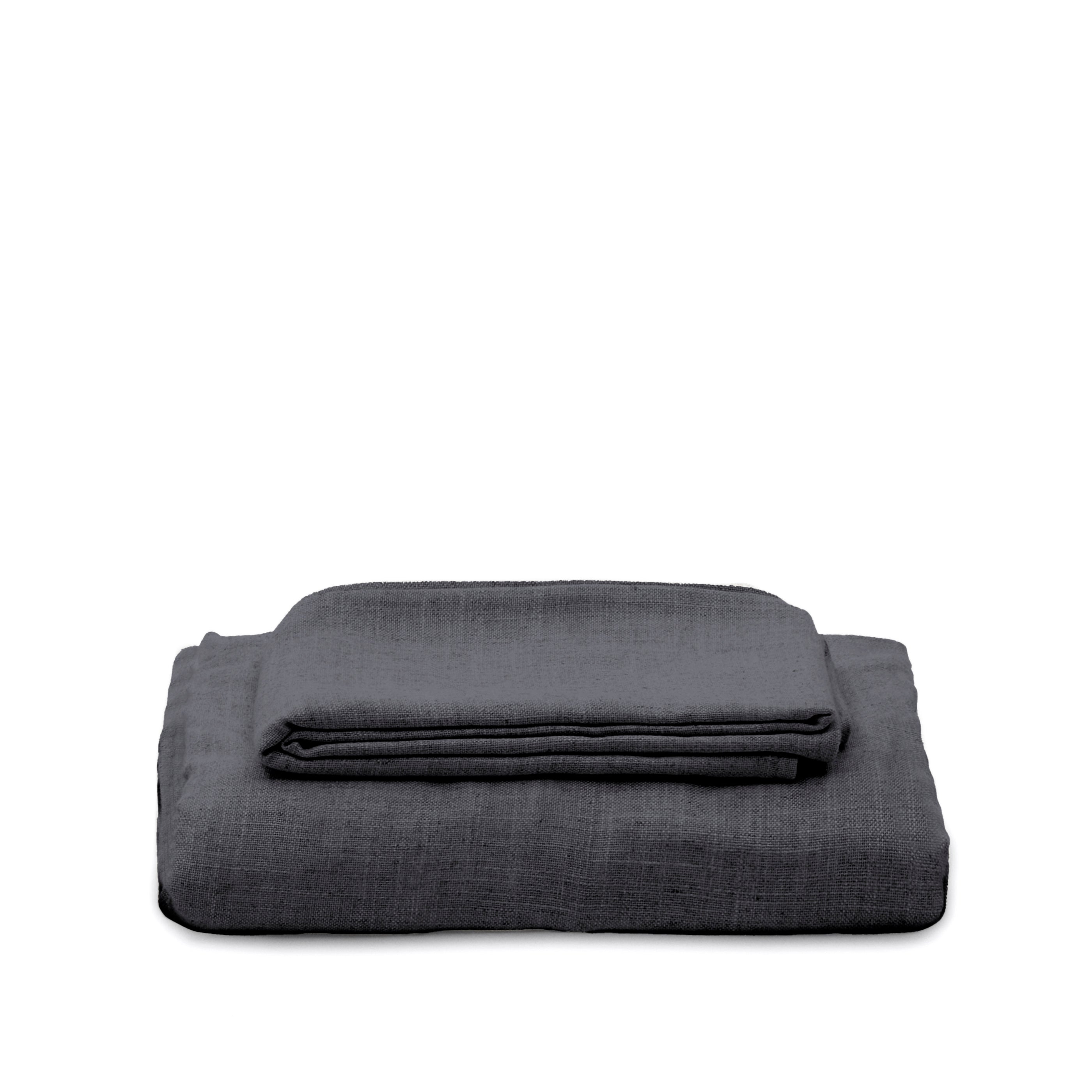 Nora 4-seat sofa cover in anthracite gray linen and cotton