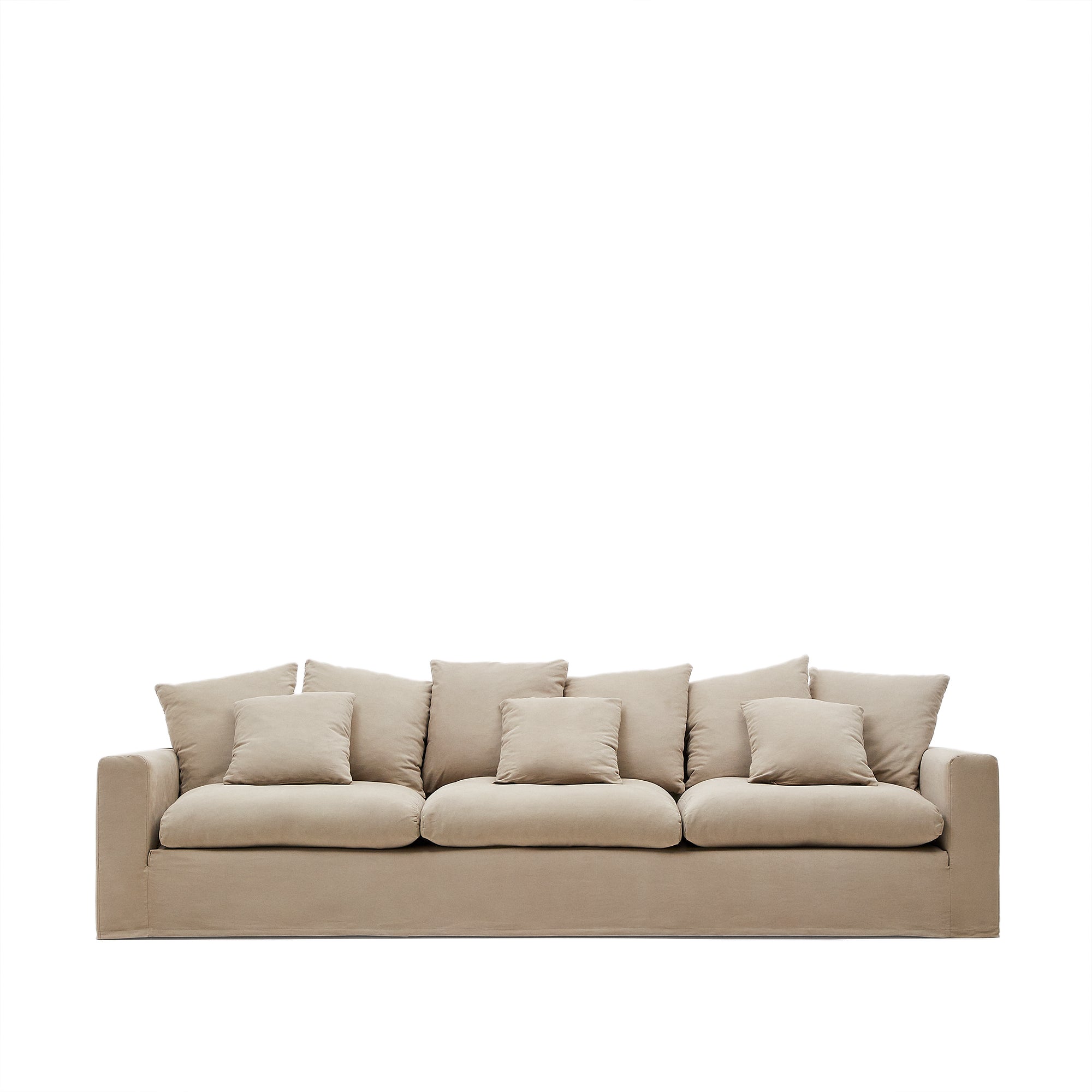 Nora 4-seater sofa cover in taupe linen and cotton - Product Image