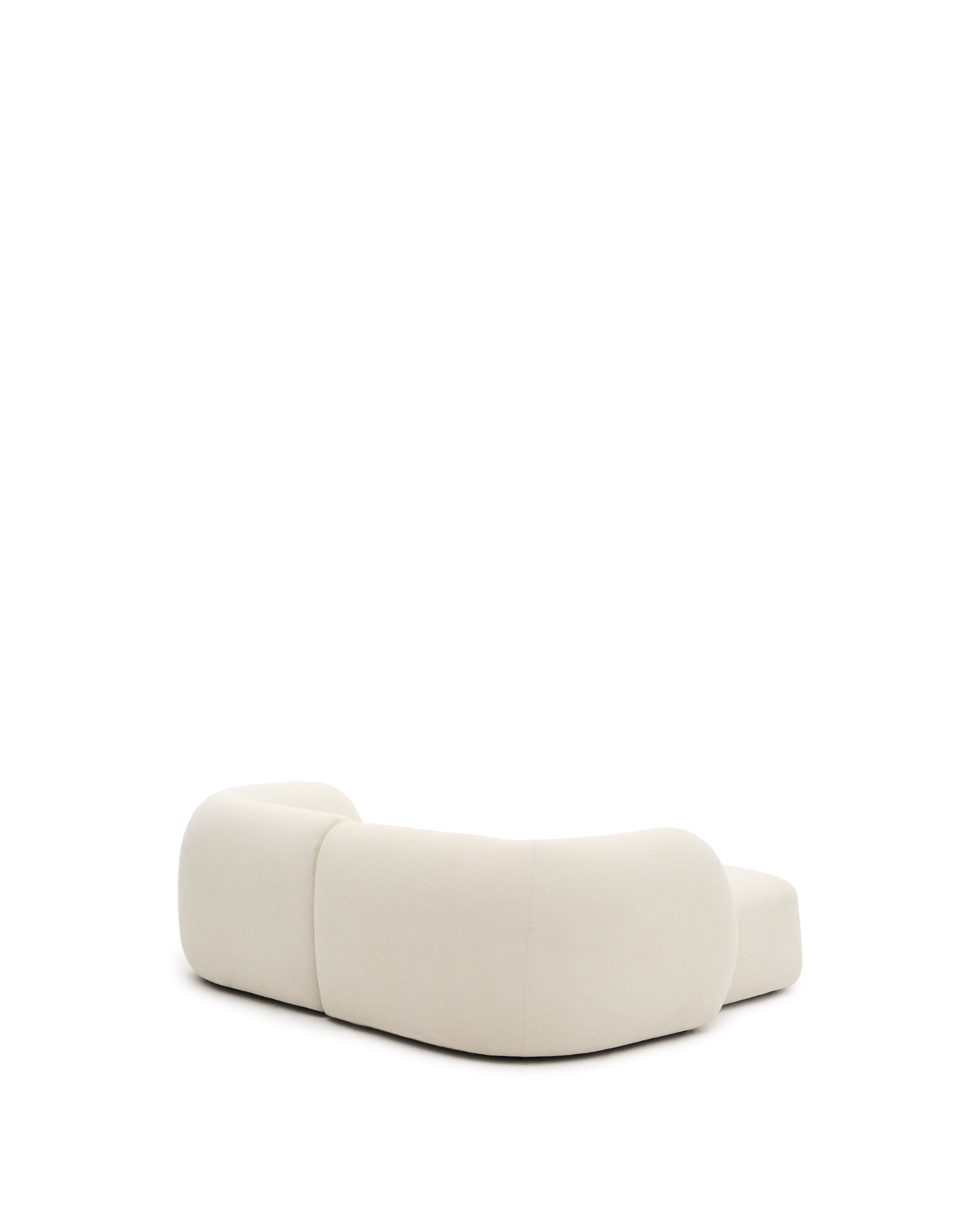 Martina ecru chenille 2-seater modular sofa with left chaise longue 230cm - Product Image