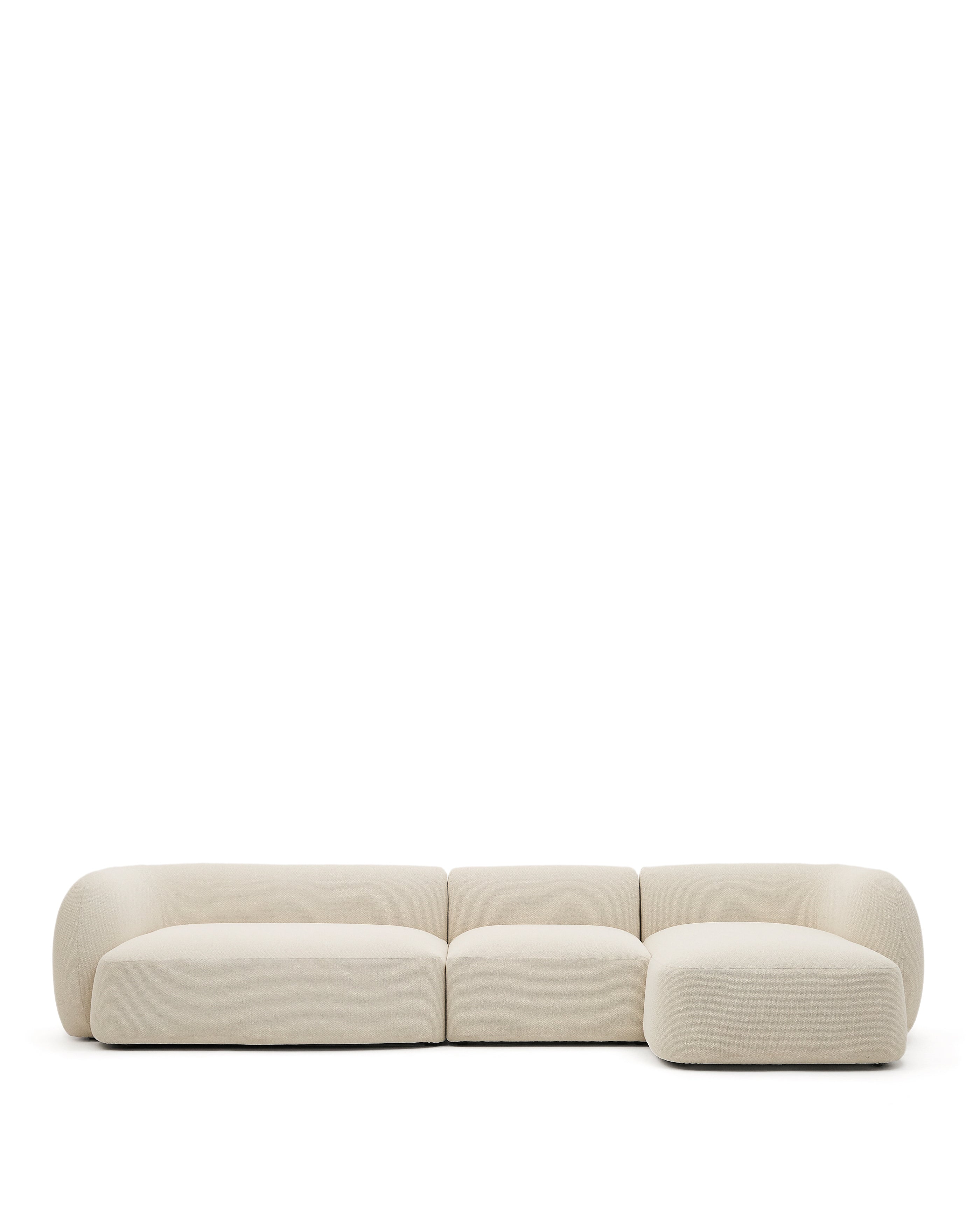 Martina ecru chenille 4-seater modular sofa with right chaise longue 377cm - Product Image