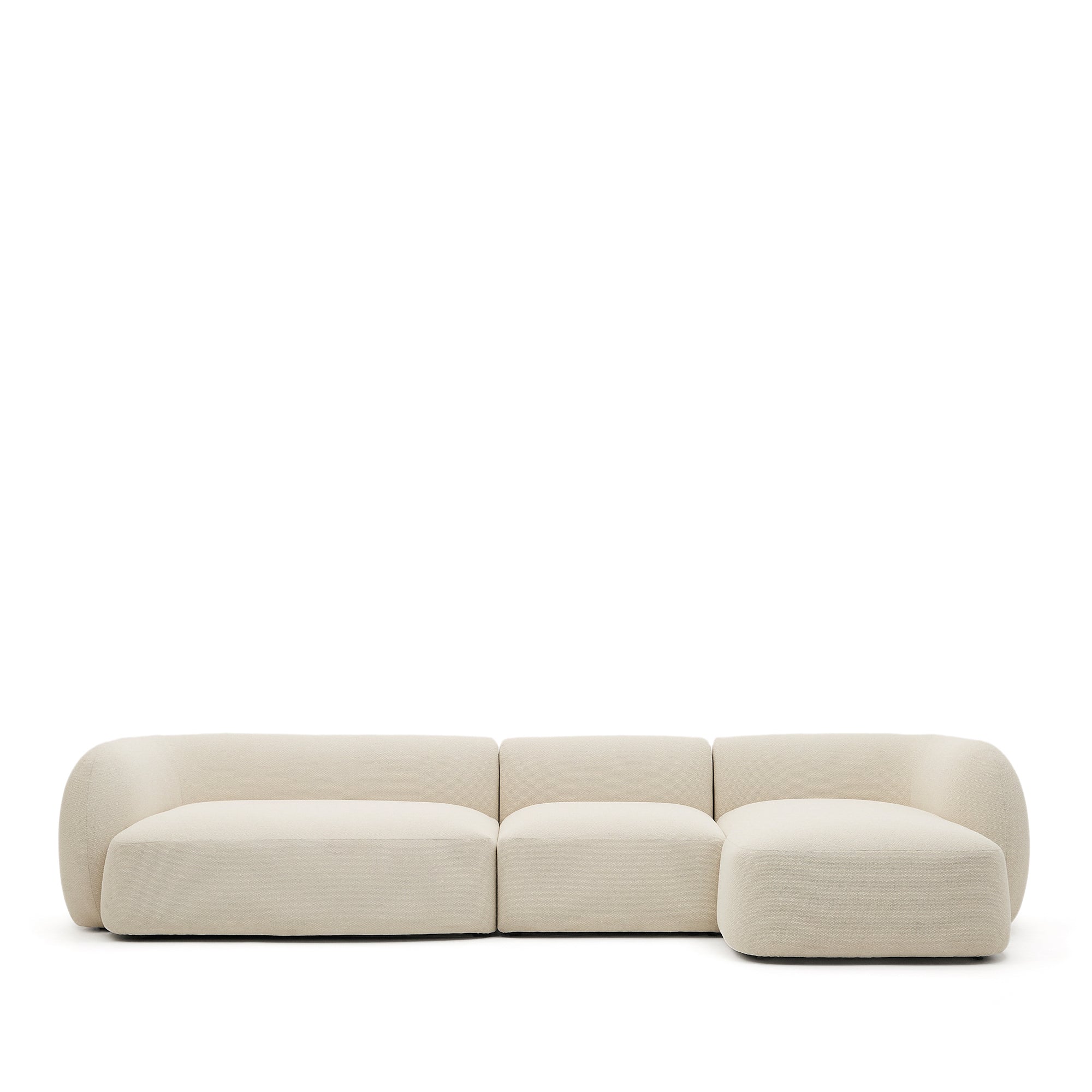 Martina ecru chenille 4-seater modular sofa with right chaise longue 377cm - Product Image