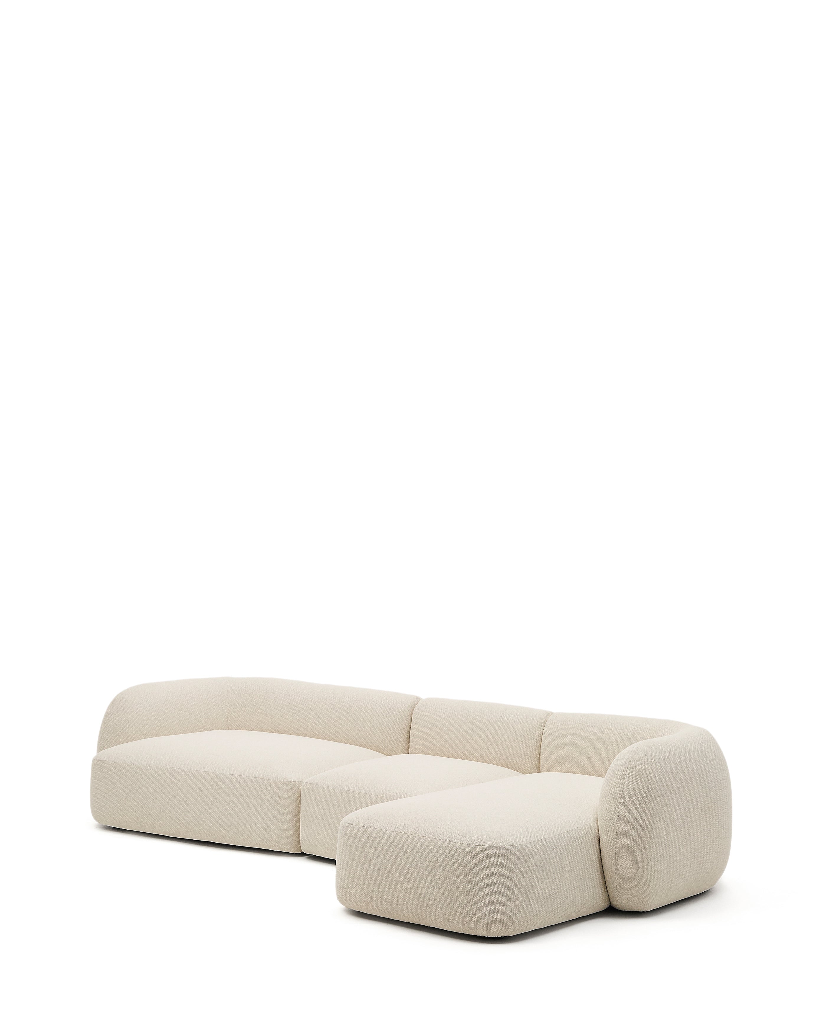 Martina ecru chenille 4-seater modular sofa with right chaise longue 377cm - Product Image