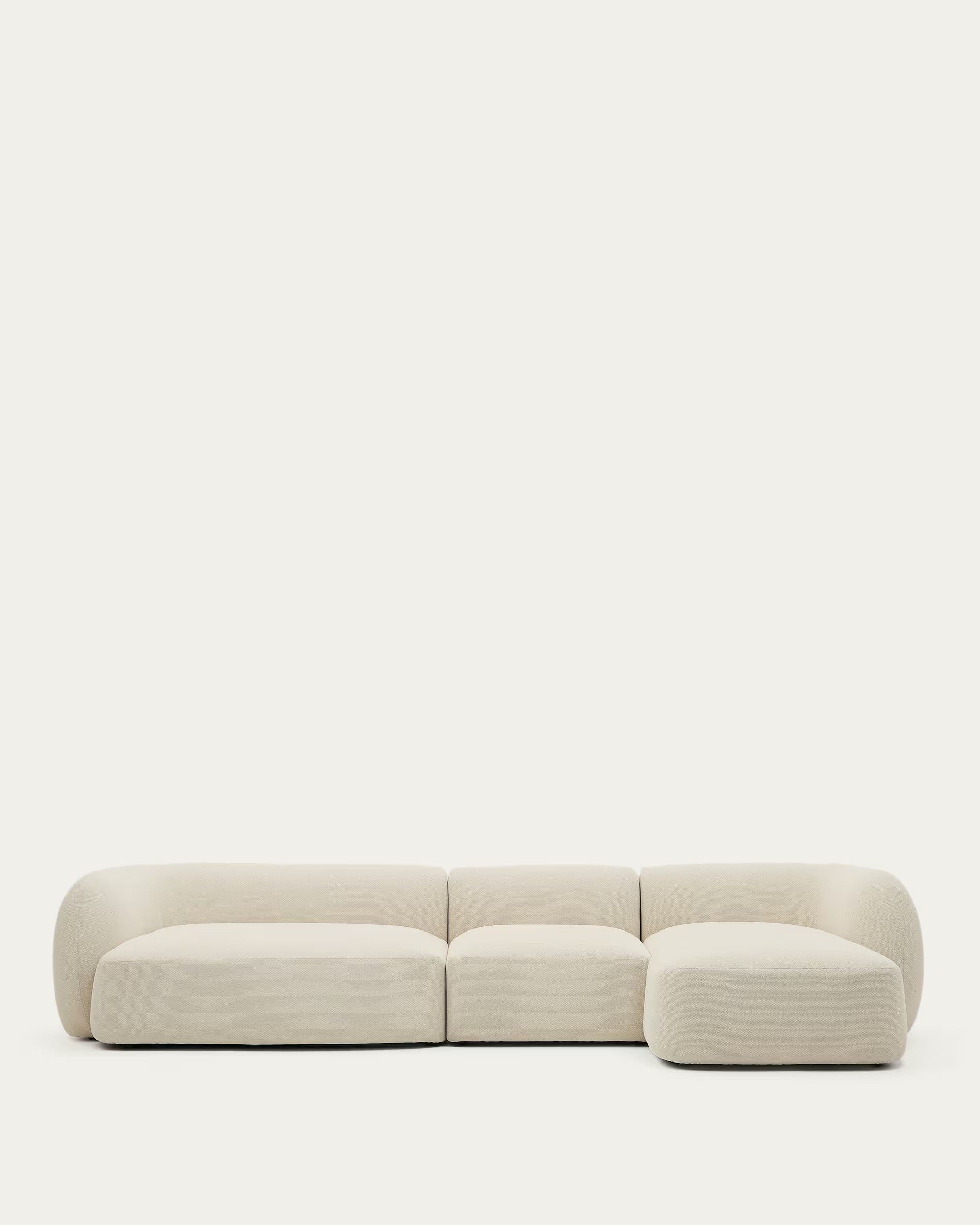 Martina - Ekrü-colored, modular, 4-seater Martina sofa with chaise longue section on the right, 377 cm.