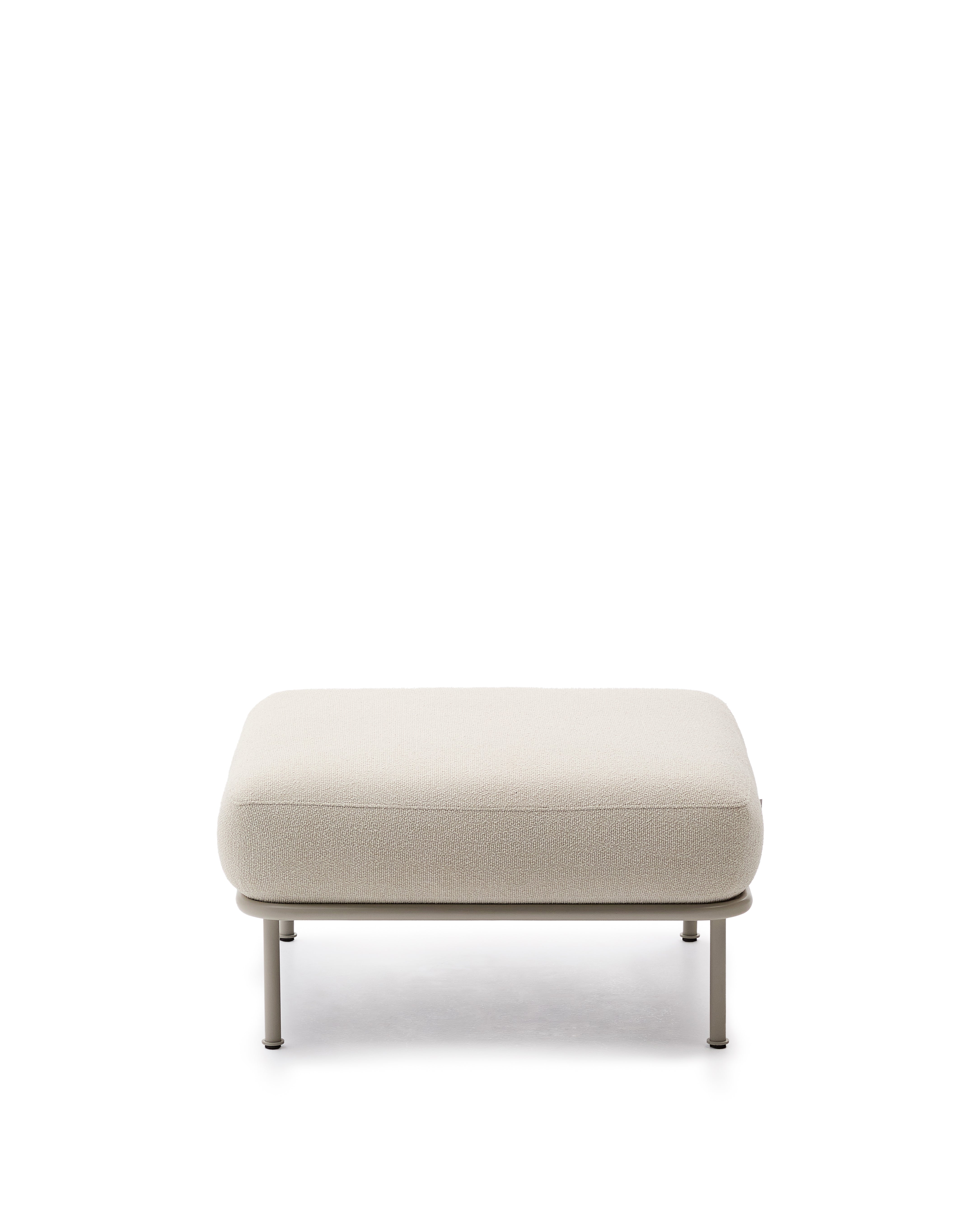 Aurum ecru chenille footrest with matte beige metal base 85 x 85cm FSC Mix Credit - Product Image