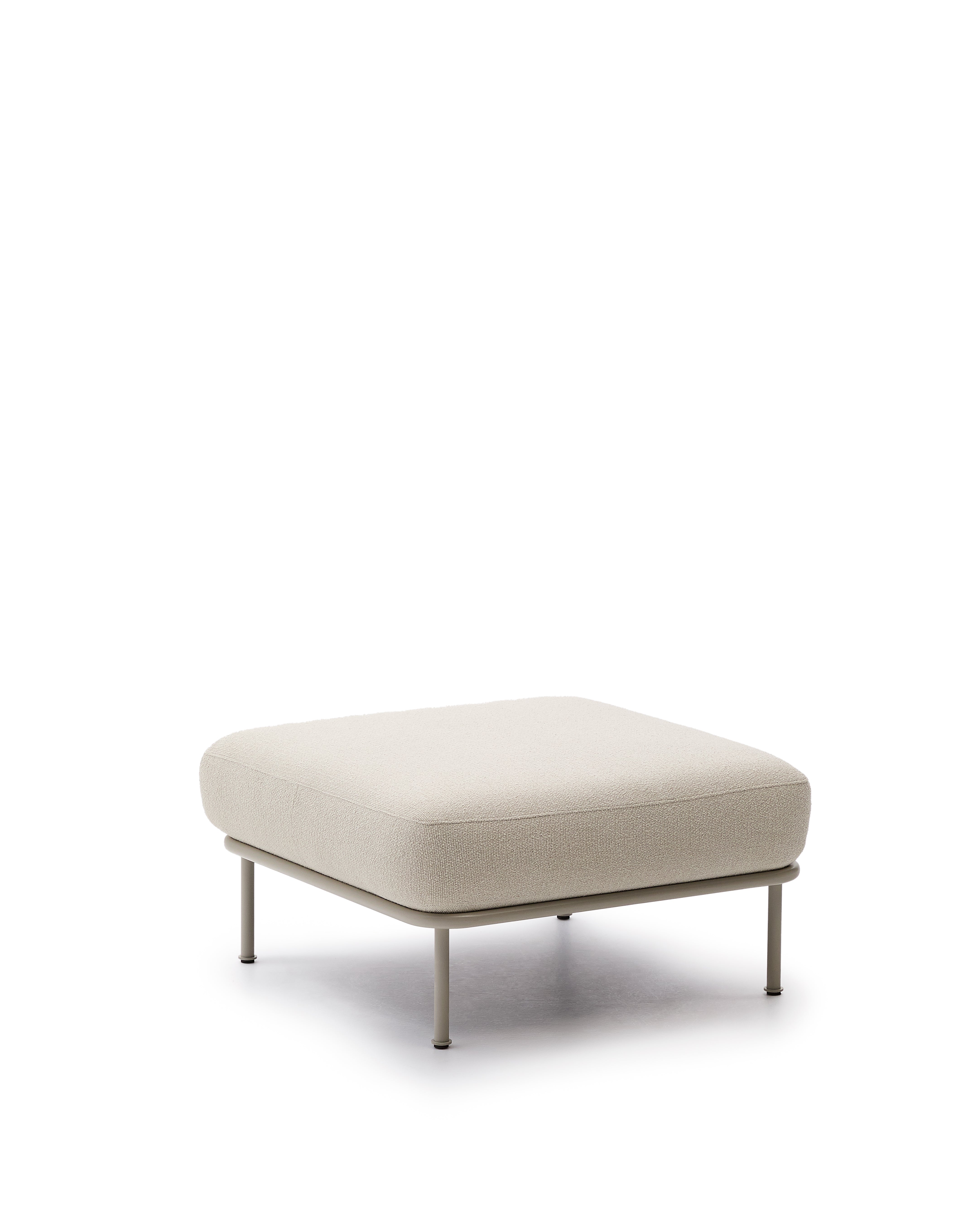 Aurum ecru chenille footrest with matte beige metal base 85 x 85cm FSC Mix Credit - Product Image