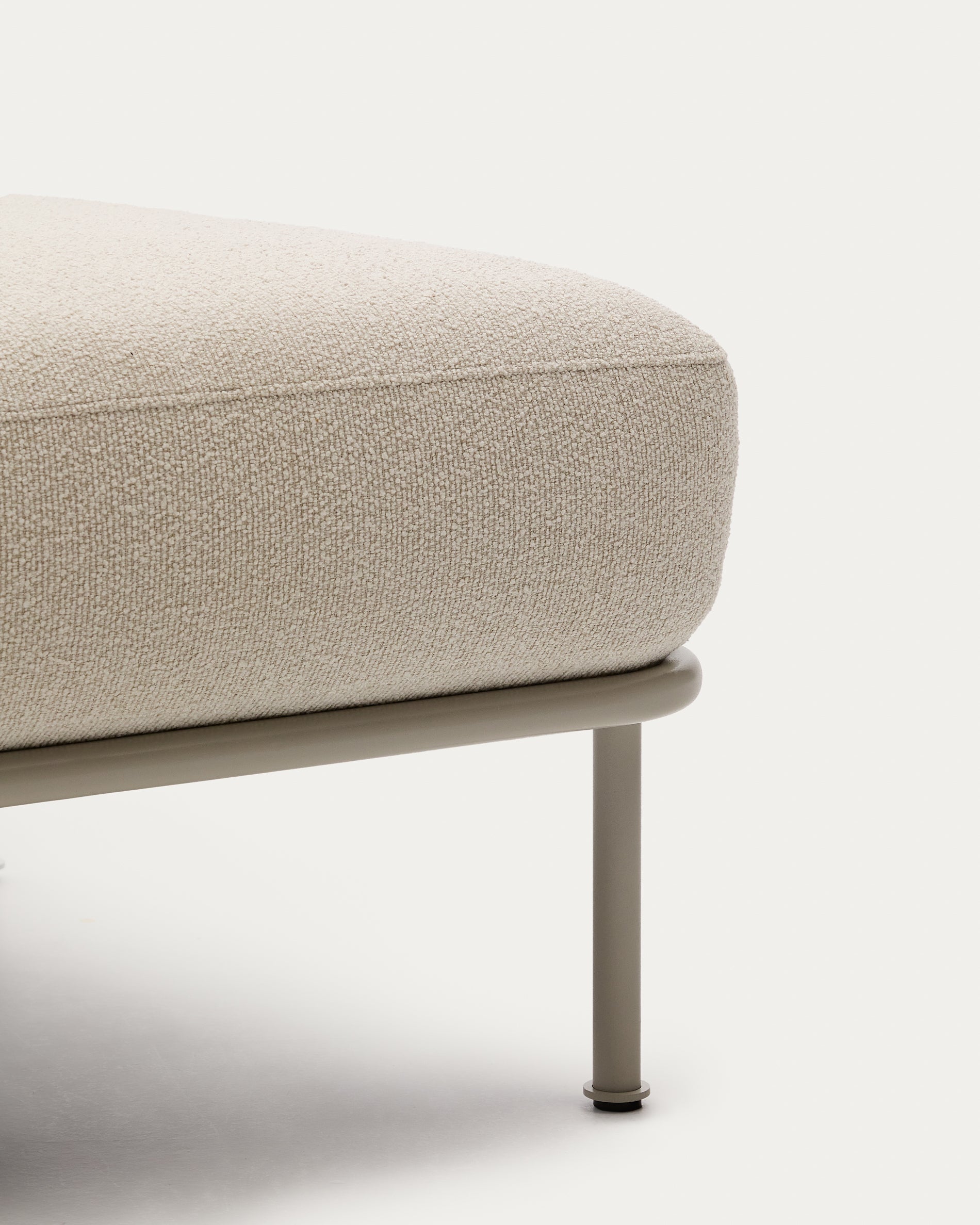 Aurum ecru chenille footrest with matte beige metal base 85 x 85cm FSC Mix Credit - Detail