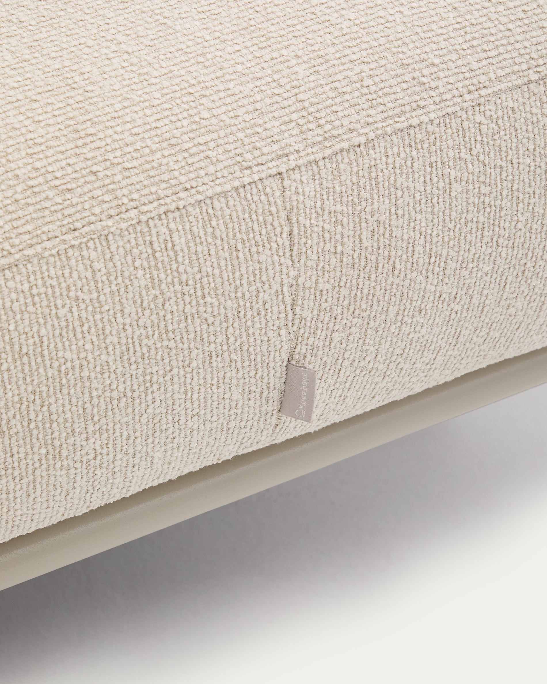 Aurum ecru chenille footrest with matte beige metal base 85 x 85cm FSC Mix Credit - Detail
