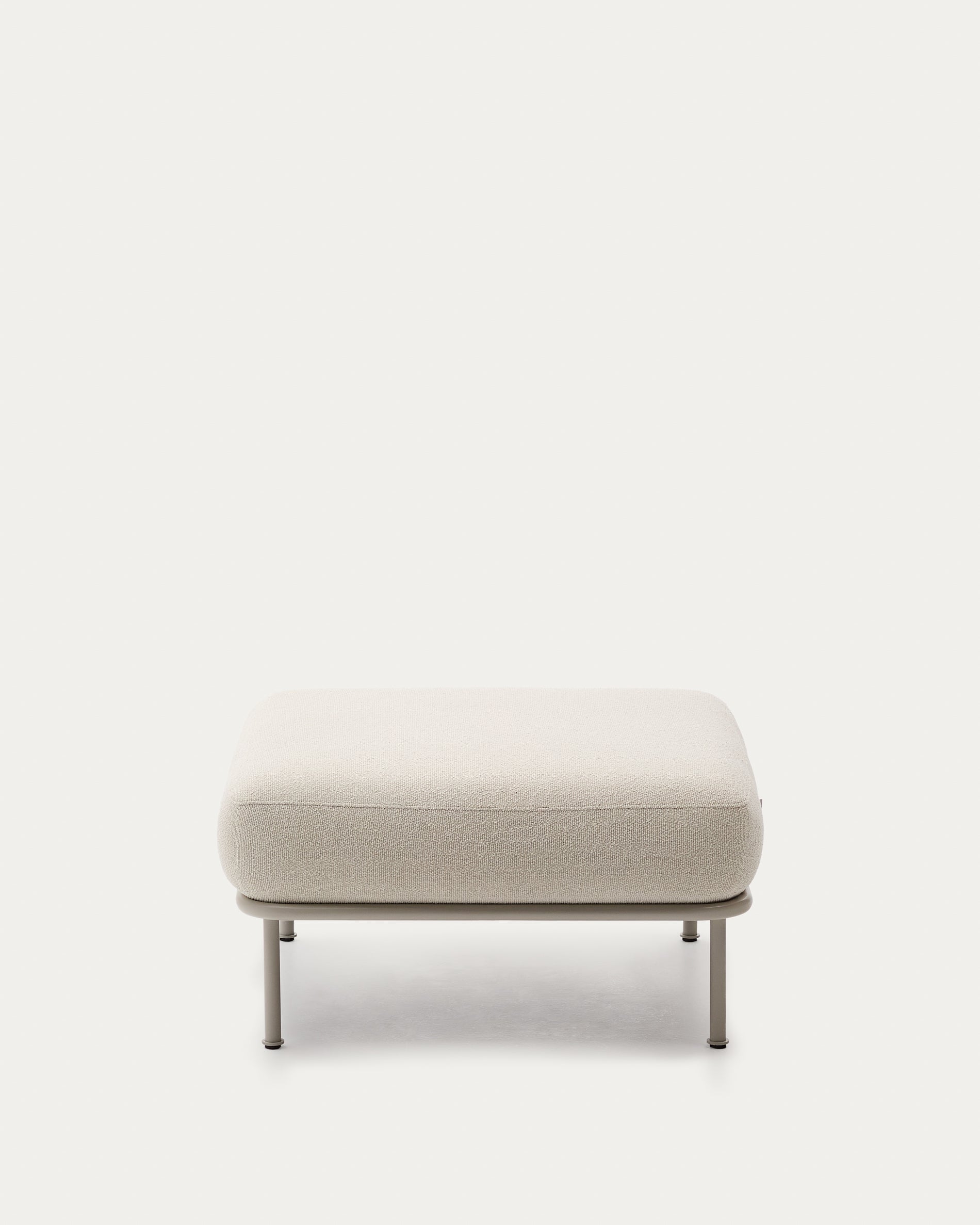 Aurum ecru chenille footrest with matte beige metal base 85 x 85cm FSC Mix Credit - Product View