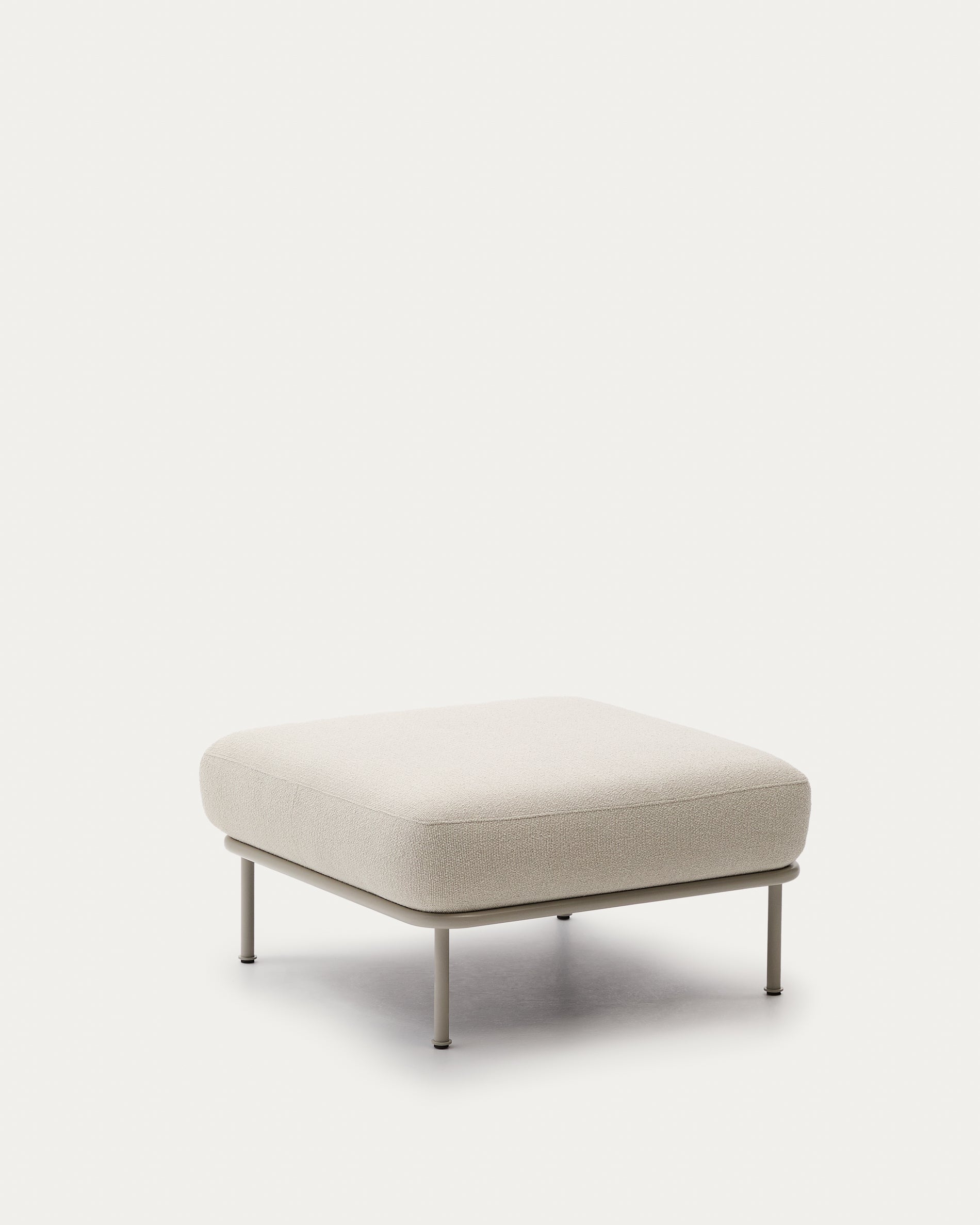 Aurum ecru chenille footrest with matte beige metal base 85 x 85cm FSC Mix Credit - Product View