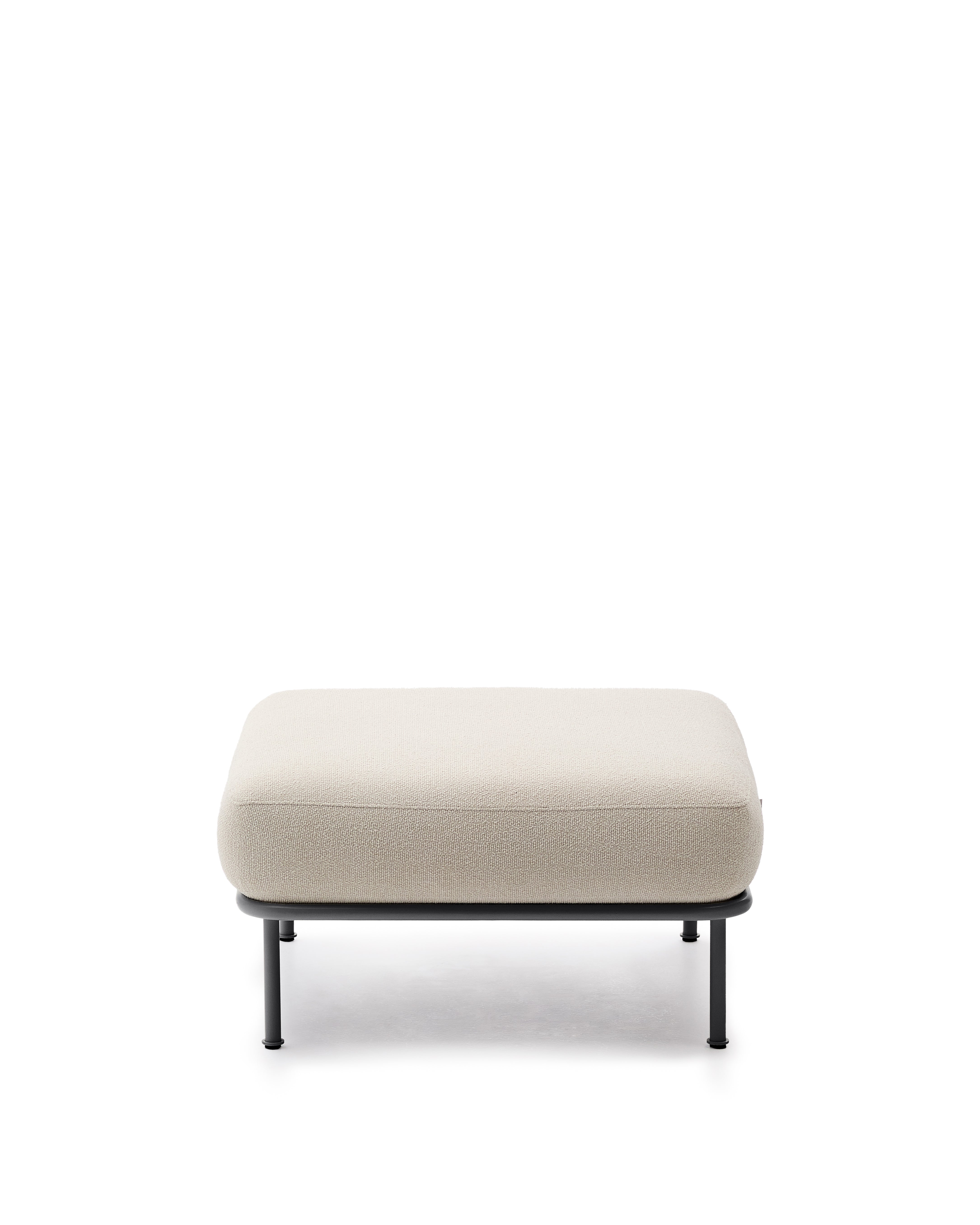 Aurum ecru chenille footrest with matte grey metal base 85 x 85cm FSC Mix Credit - Product Image