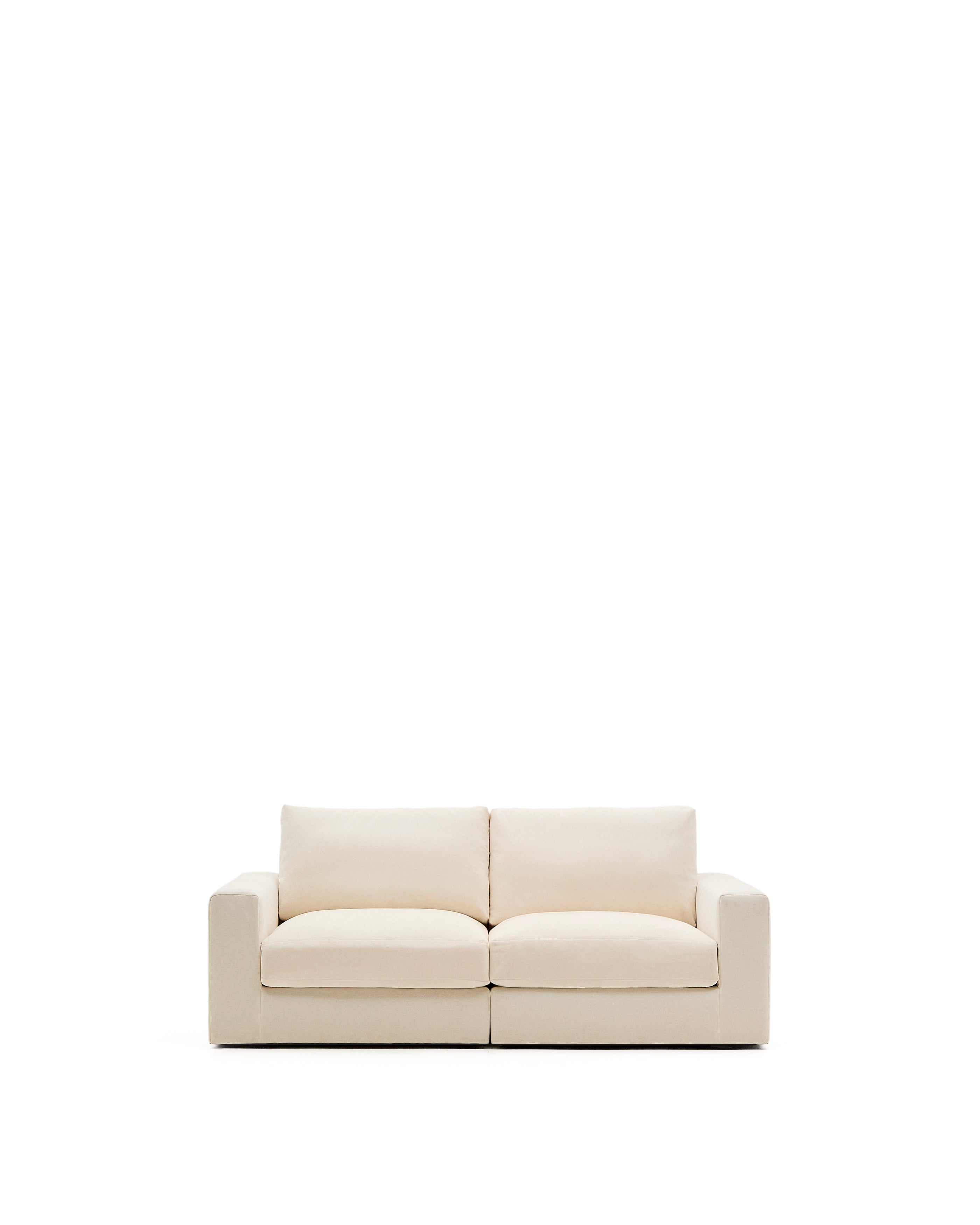 Alea ecru chenille 3-seater modular sofa with removable cover 220cm - Product Image