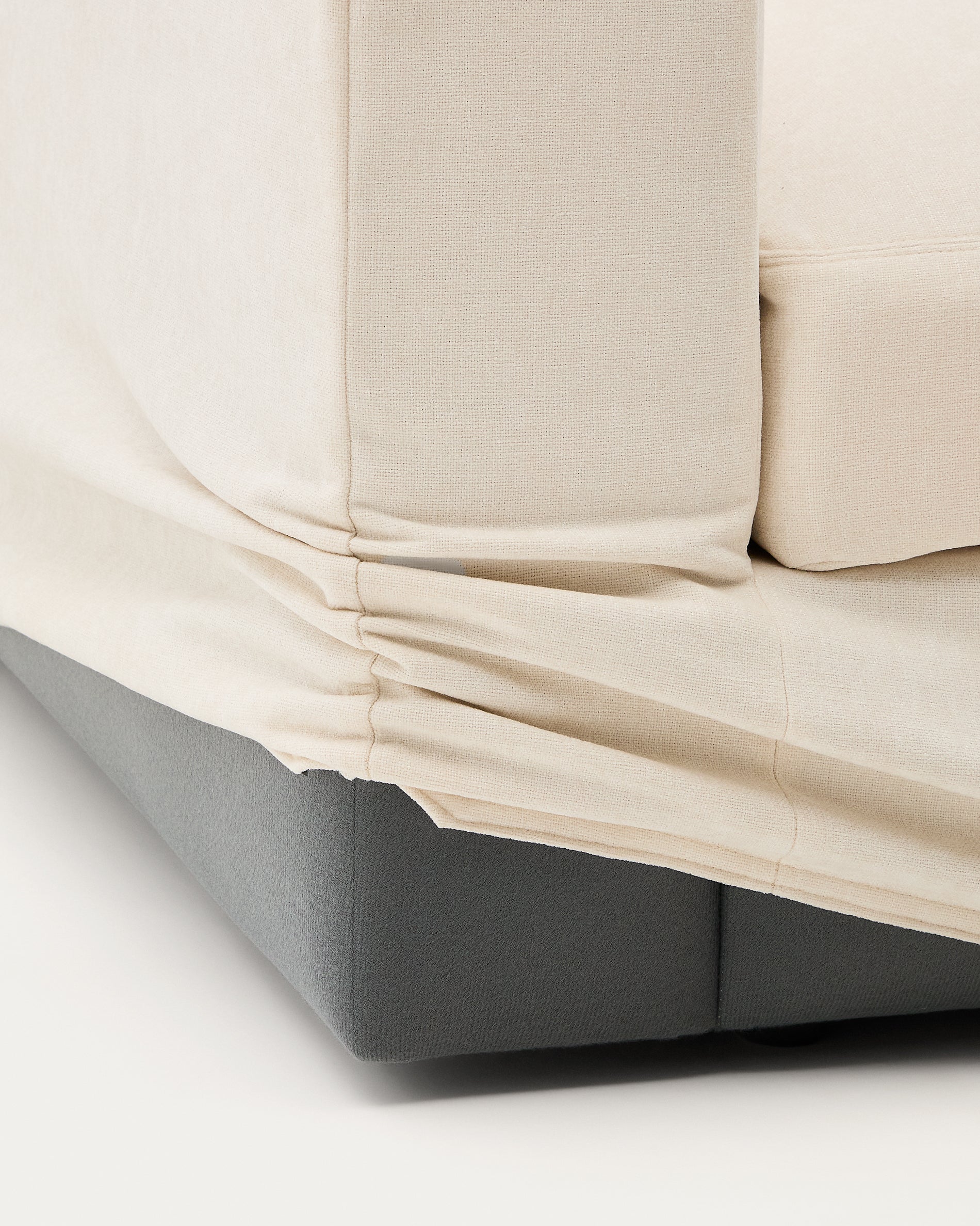 Alea ecru chenille 3-seater modular sofa with removable cover 220cm - Detail
