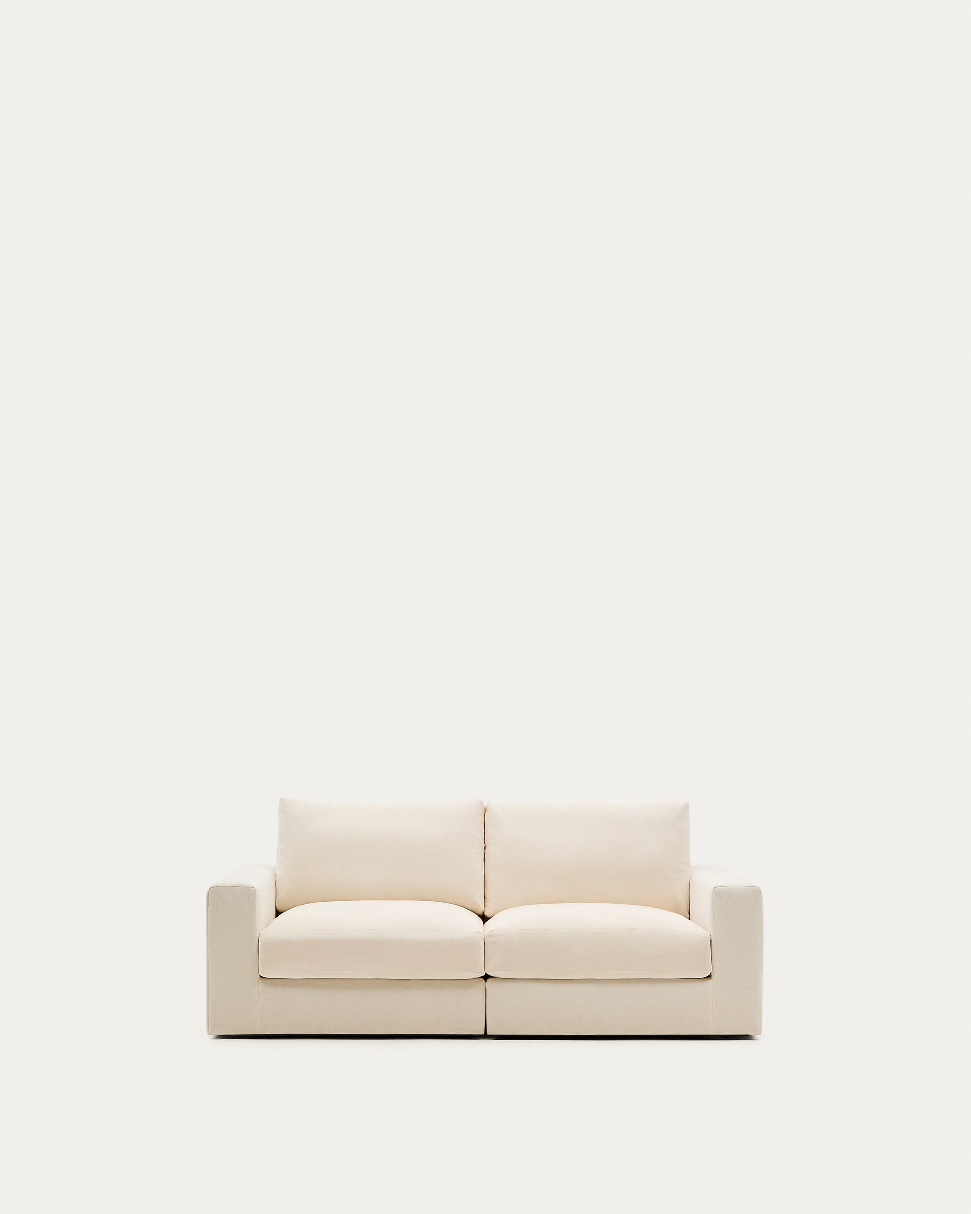Alea ecru chenille 3-seater modular sofa with removable cover 220cm - Product View