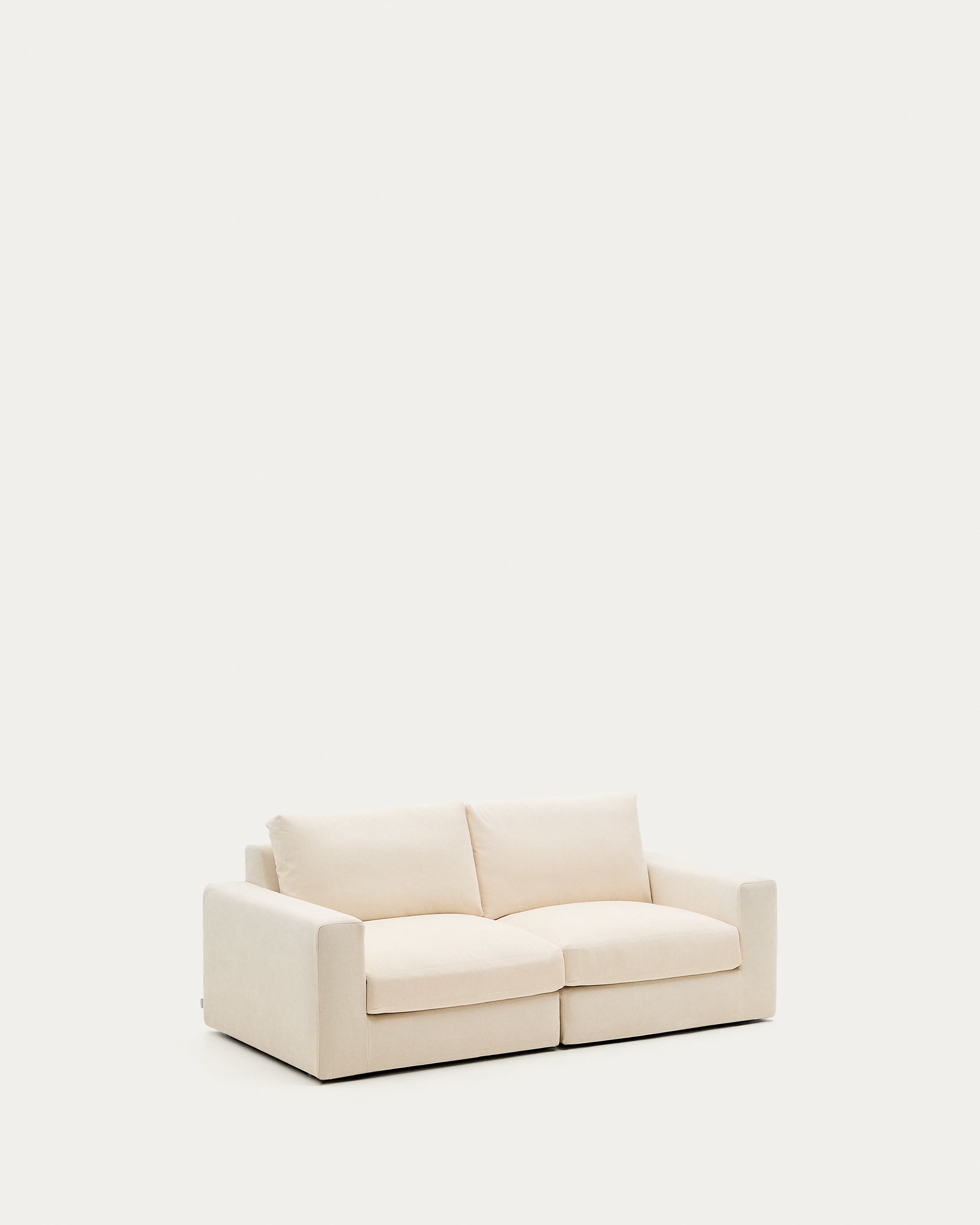 Alea ecru chenille 3-seater modular sofa with removable cover 220cm - Product View