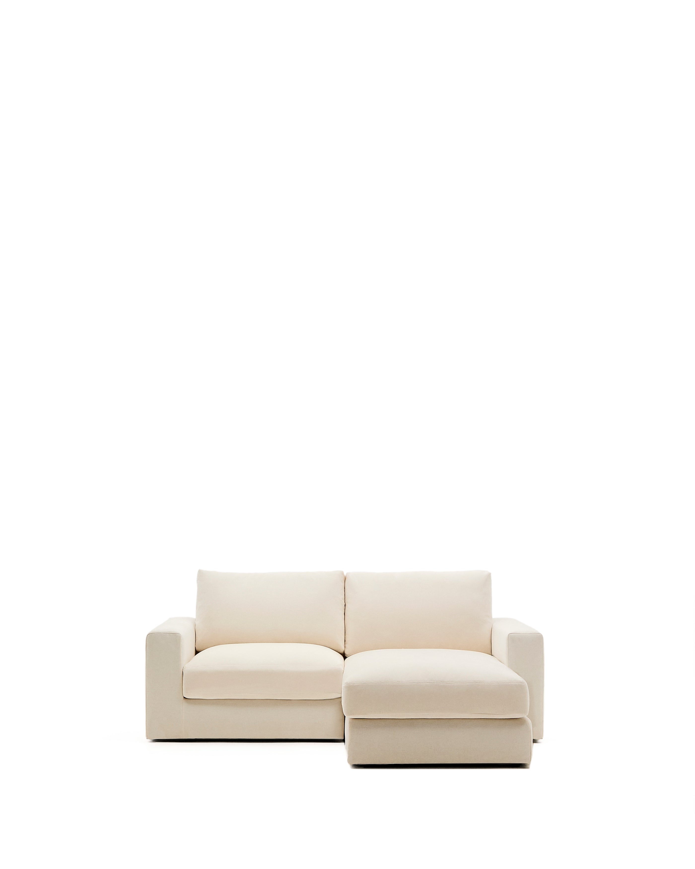 Alea ecru chenille 3-seater modular sofa with right chaise longue and removable cover 220cm - Product Image
