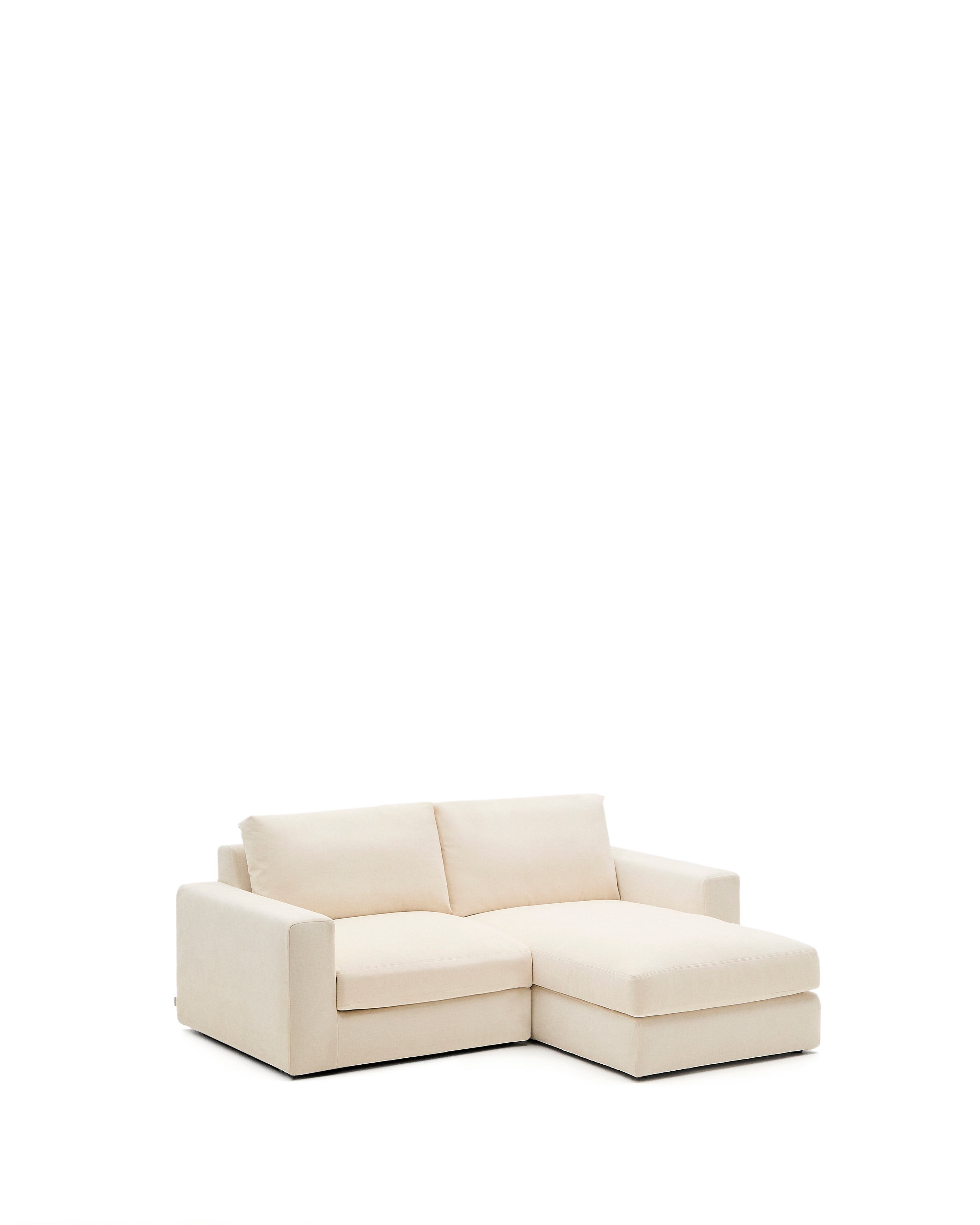 Alea ecru chenille 3-seater modular sofa with right chaise longue and removable cover 220cm - Product Image