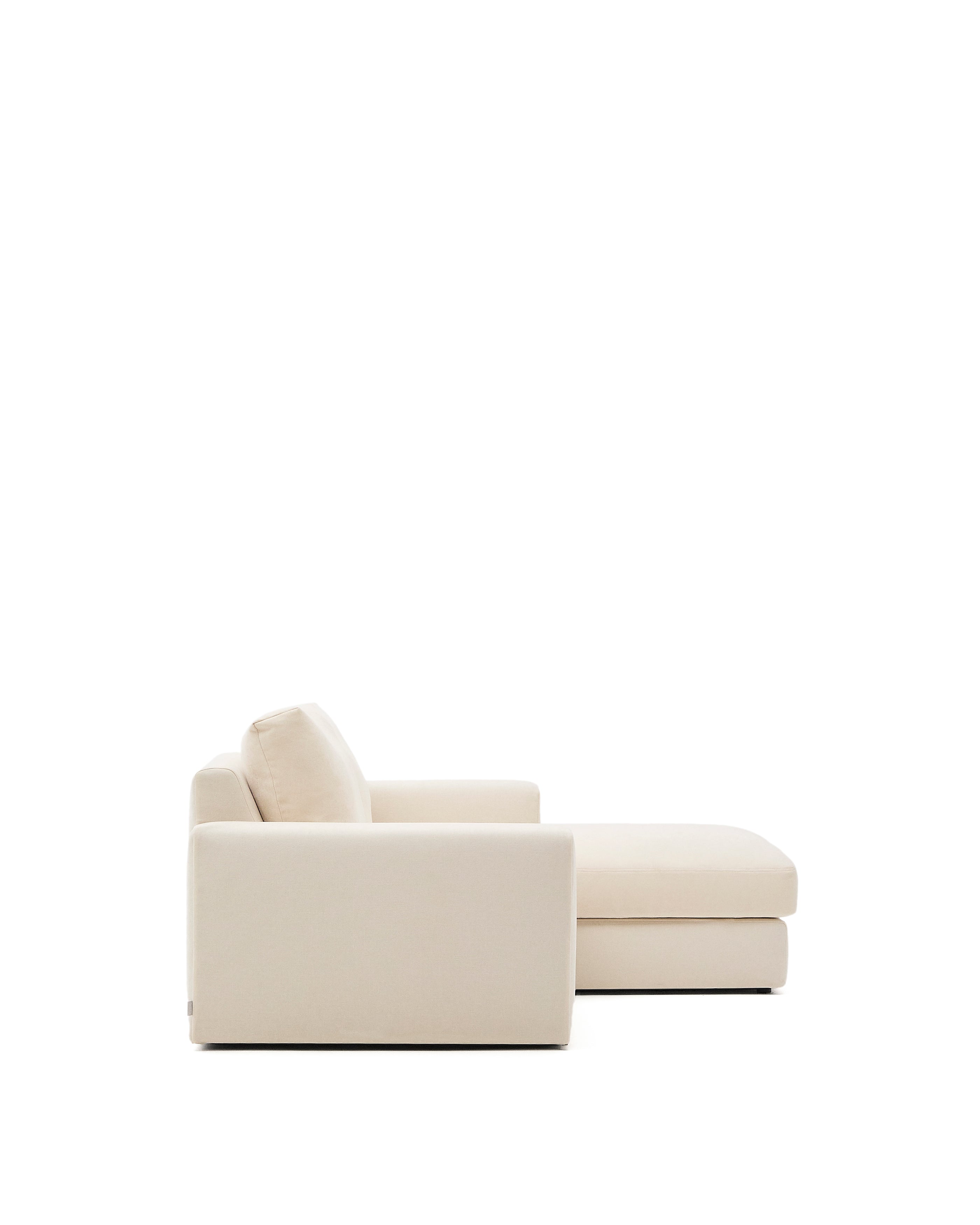 Alea ecru chenille 3-seater modular sofa with right chaise longue and removable cover 220cm - Product Image