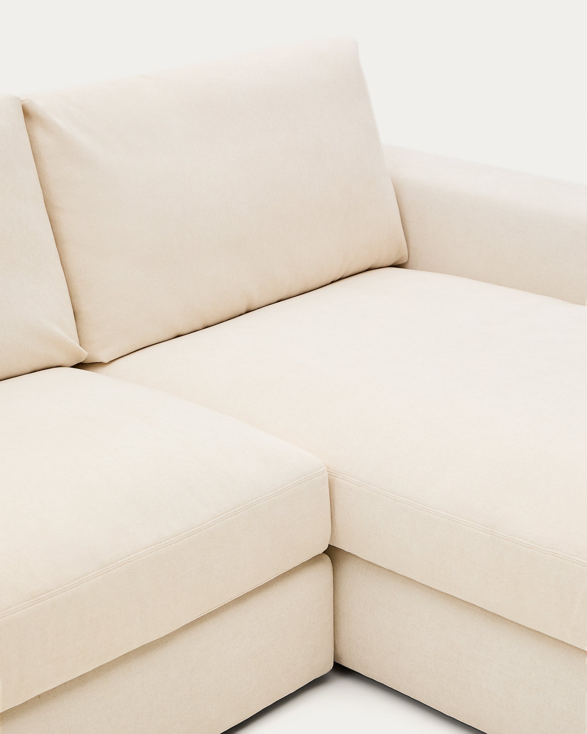 Alea ecru chenille 3-seater modular sofa with right chaise longue and removable cover 220cm - Detail