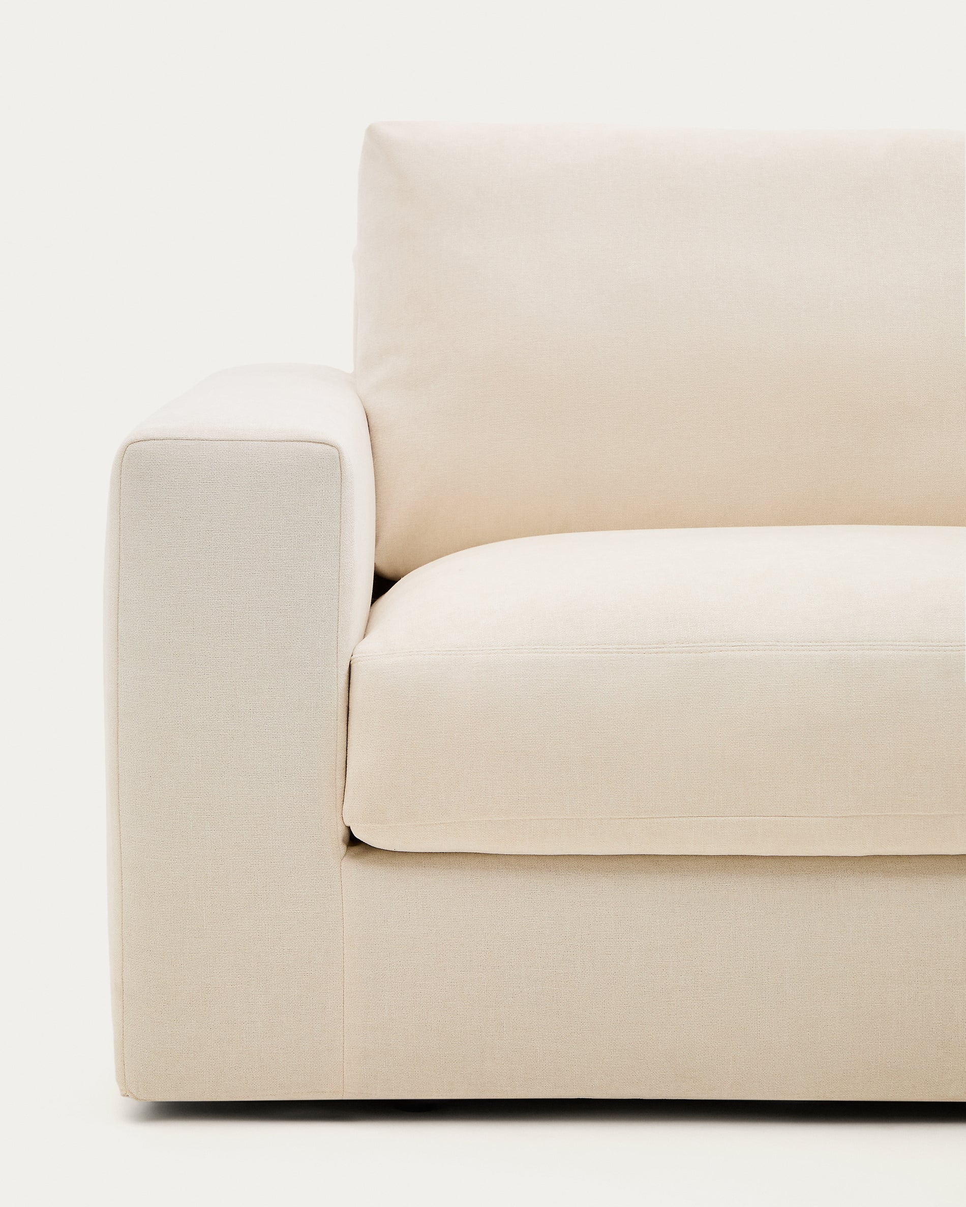 Alea ecru chenille 3-seater modular sofa with right chaise longue and removable cover 220cm - Detail