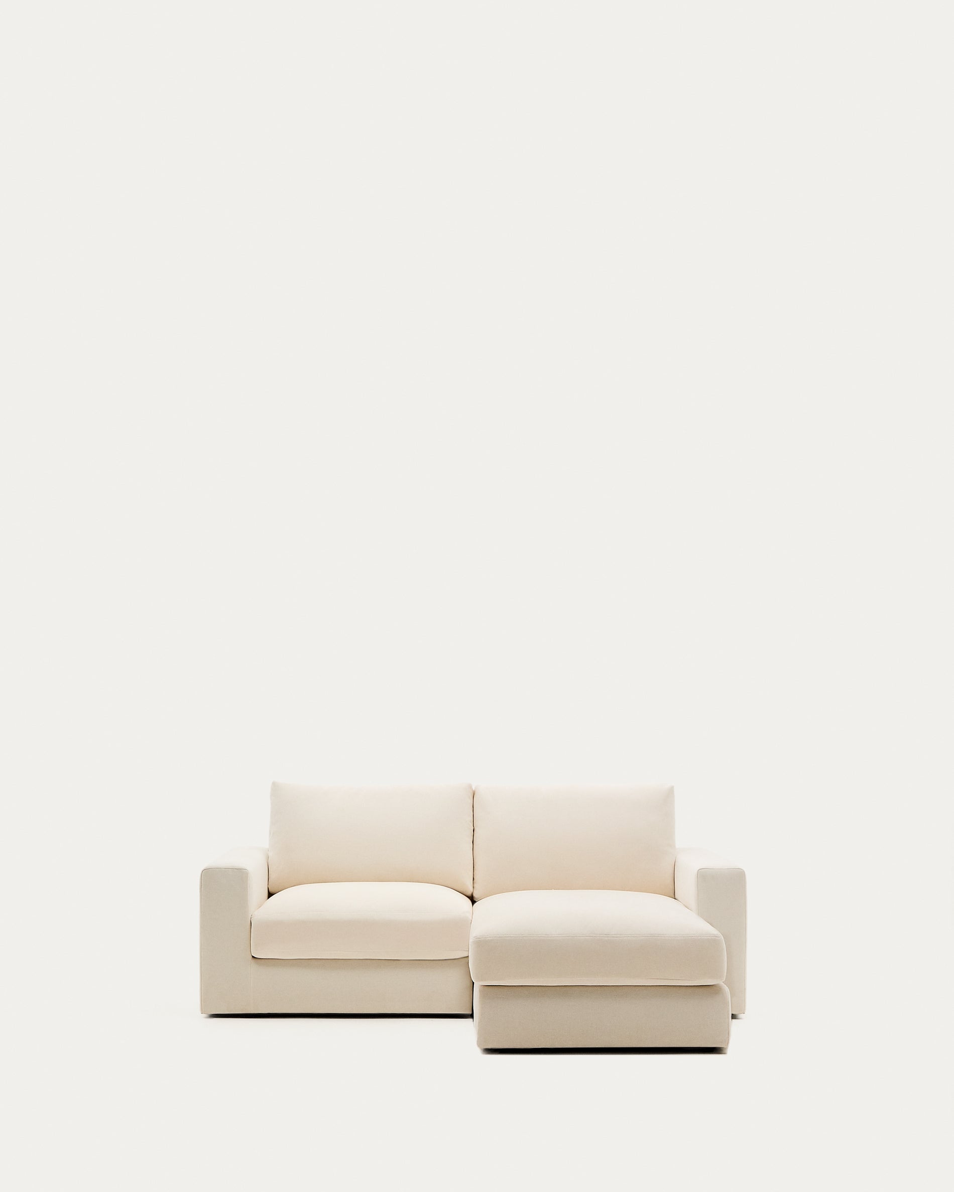 Alea ecru chenille 3-seater modular sofa with right chaise longue and removable cover 220cm - Product View