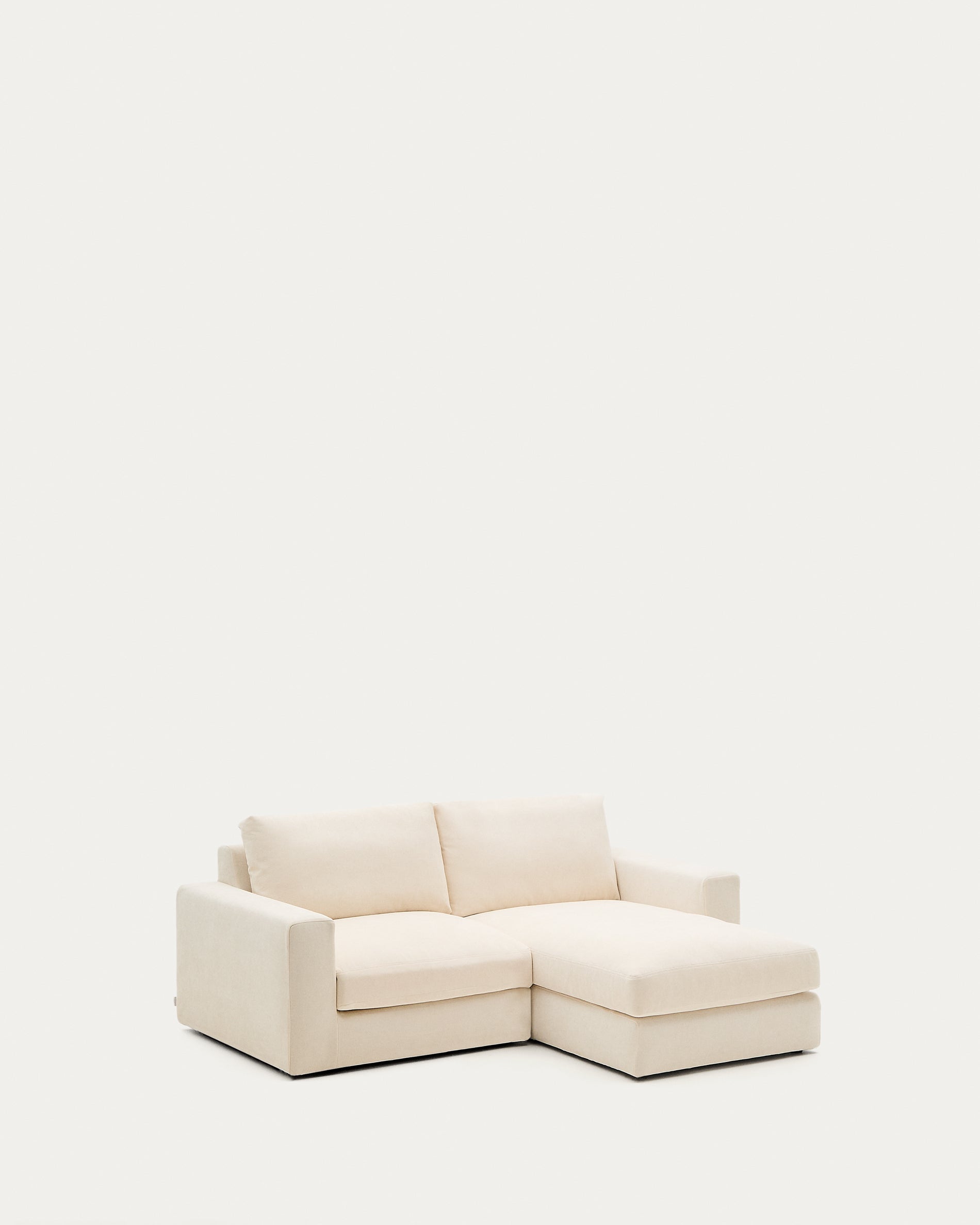 Alea ecru chenille 3-seater modular sofa with right chaise longue and removable cover 220cm - Product View