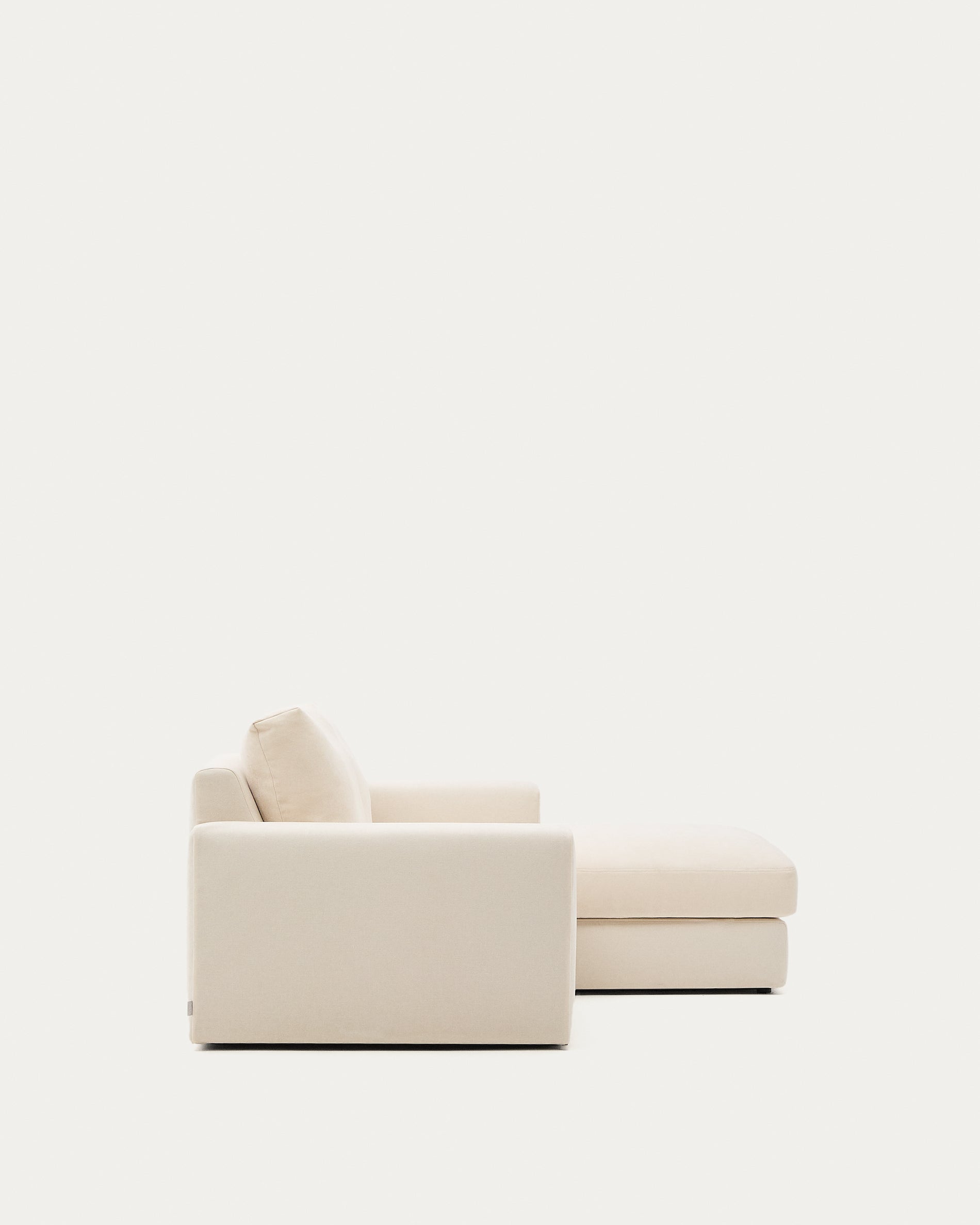 Alea ecru chenille 3-seater modular sofa with right chaise longue and removable cover 220cm - Product View