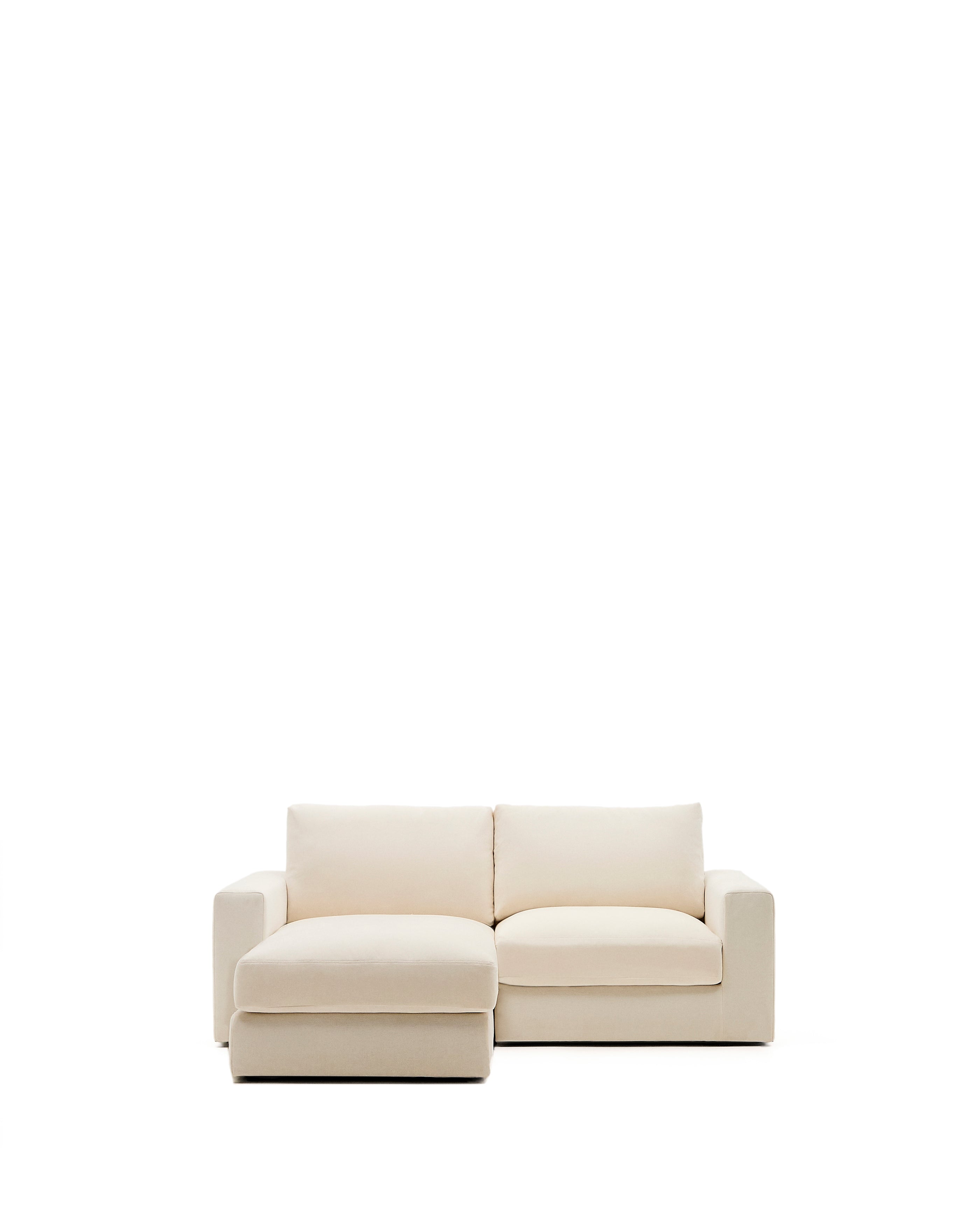 Alea ecru chenille 3-seater modular sofa with left chaise longue and removable cover 220cm - Product Image