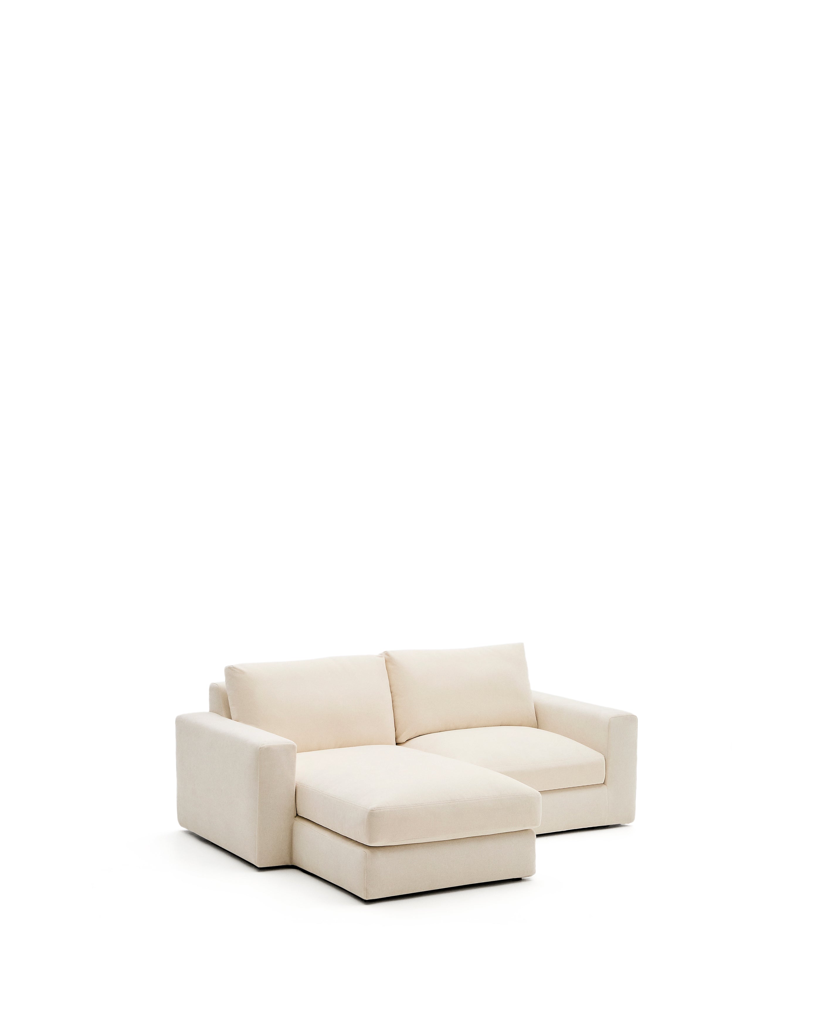 Alea ecru chenille 3-seater modular sofa with left chaise longue and removable cover 220cm - Product Image