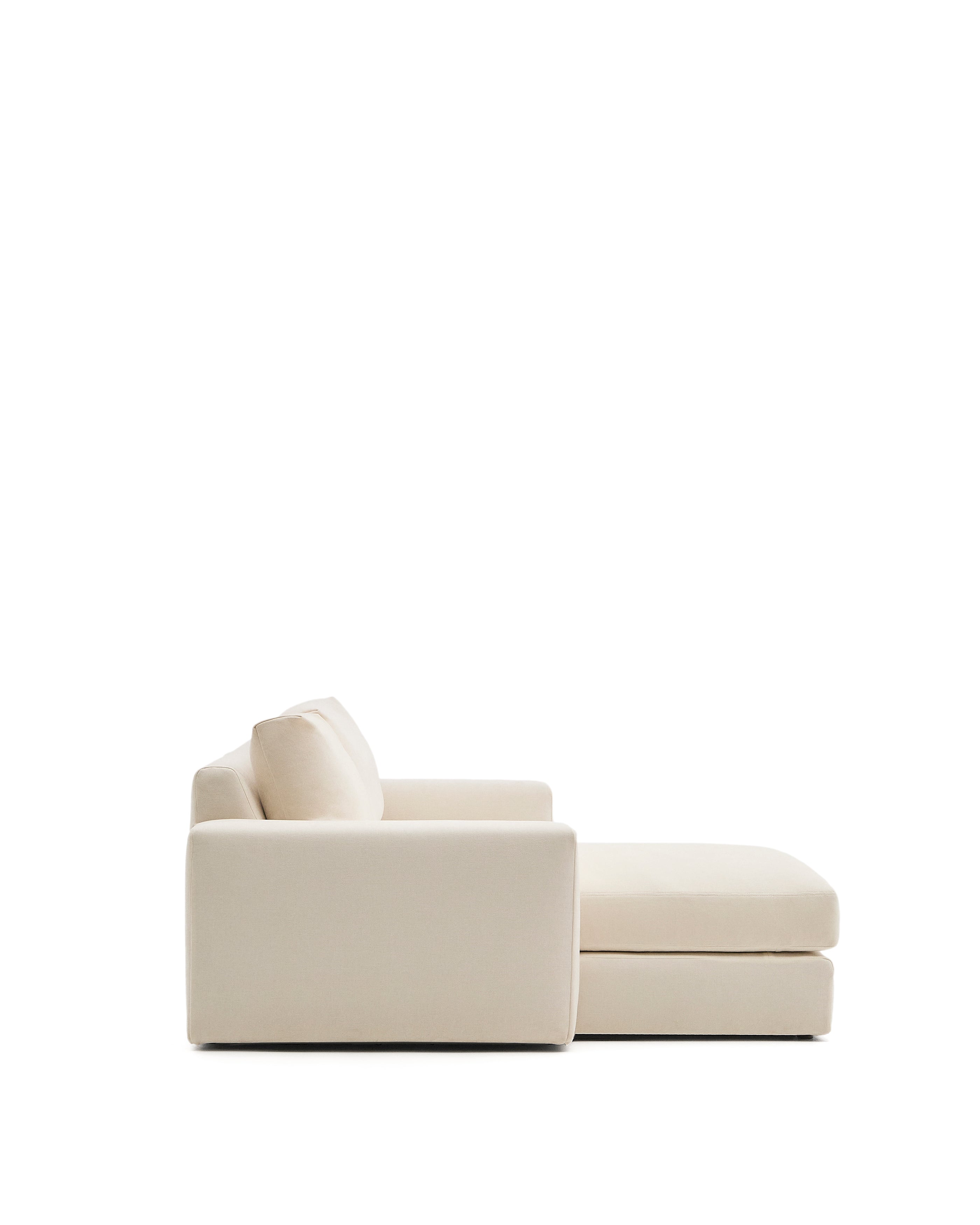 Alea ecru chenille 3-seater modular sofa with left chaise longue and removable cover 220cm - Product Image
