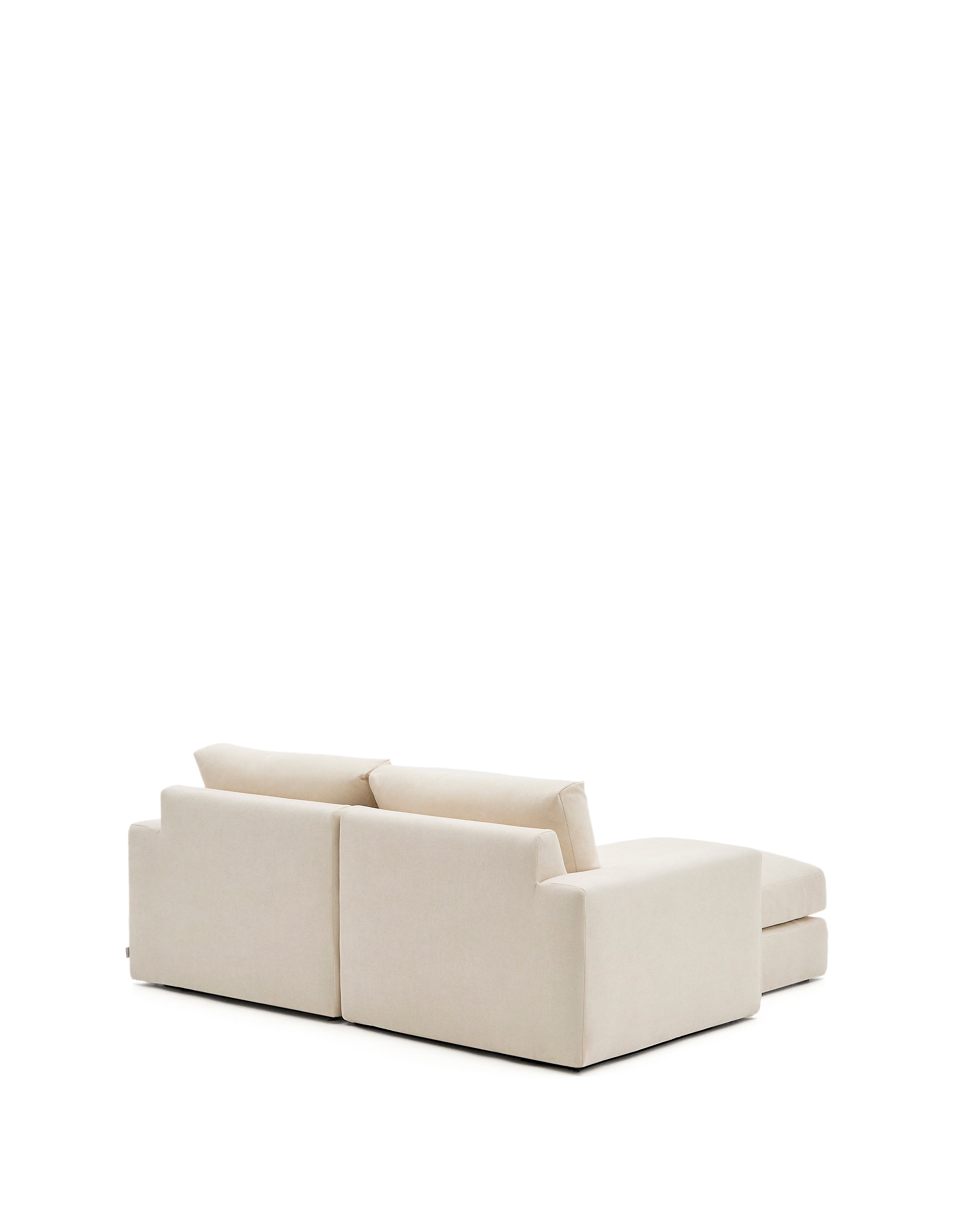 Alea ecru chenille 3-seater modular sofa with left chaise longue and removable cover 220cm - Product Image
