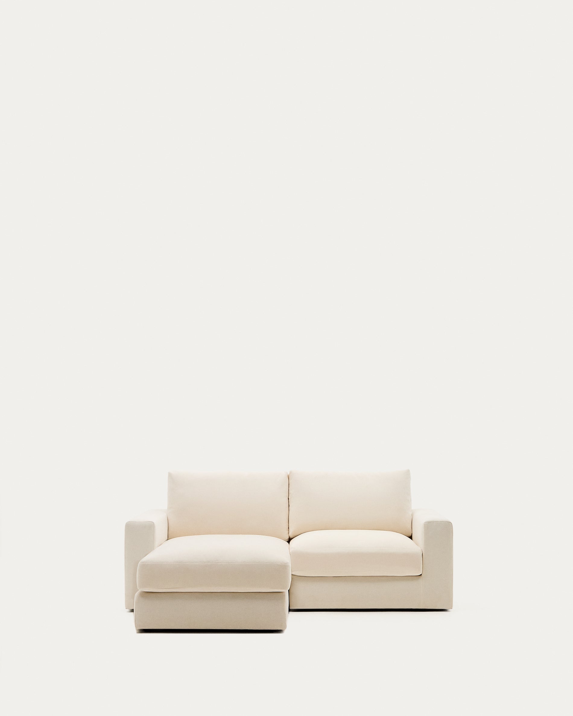 Alea ecru chenille 3-seater modular sofa with left chaise longue and removable cover 220cm - Product View