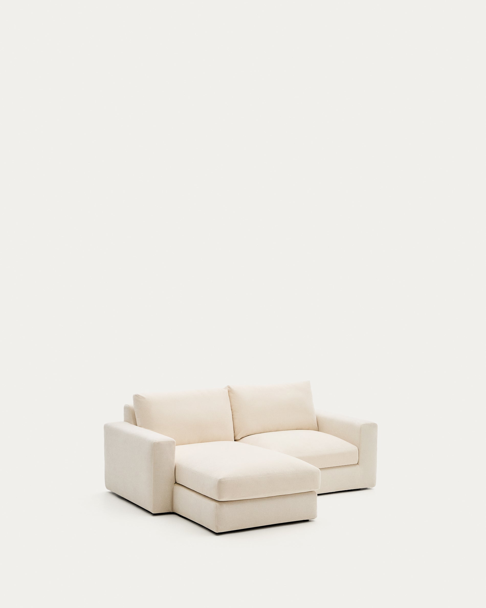 Alea ecru chenille 3-seater modular sofa with left chaise longue and removable cover 220cm - Product View