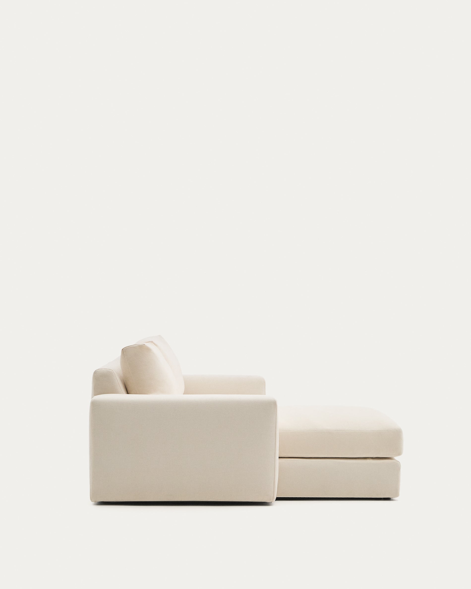 Alea ecru chenille 3-seater modular sofa with left chaise longue and removable cover 220cm - Product View