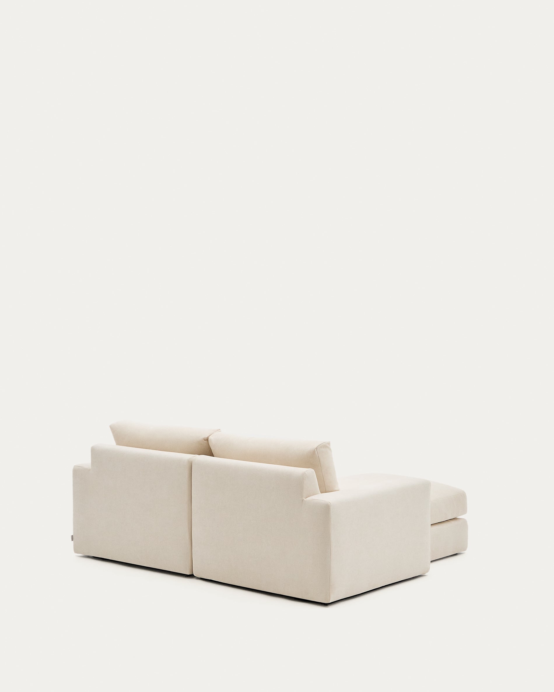 Alea ecru chenille 3-seater modular sofa with left chaise longue and removable cover 220cm - Product View