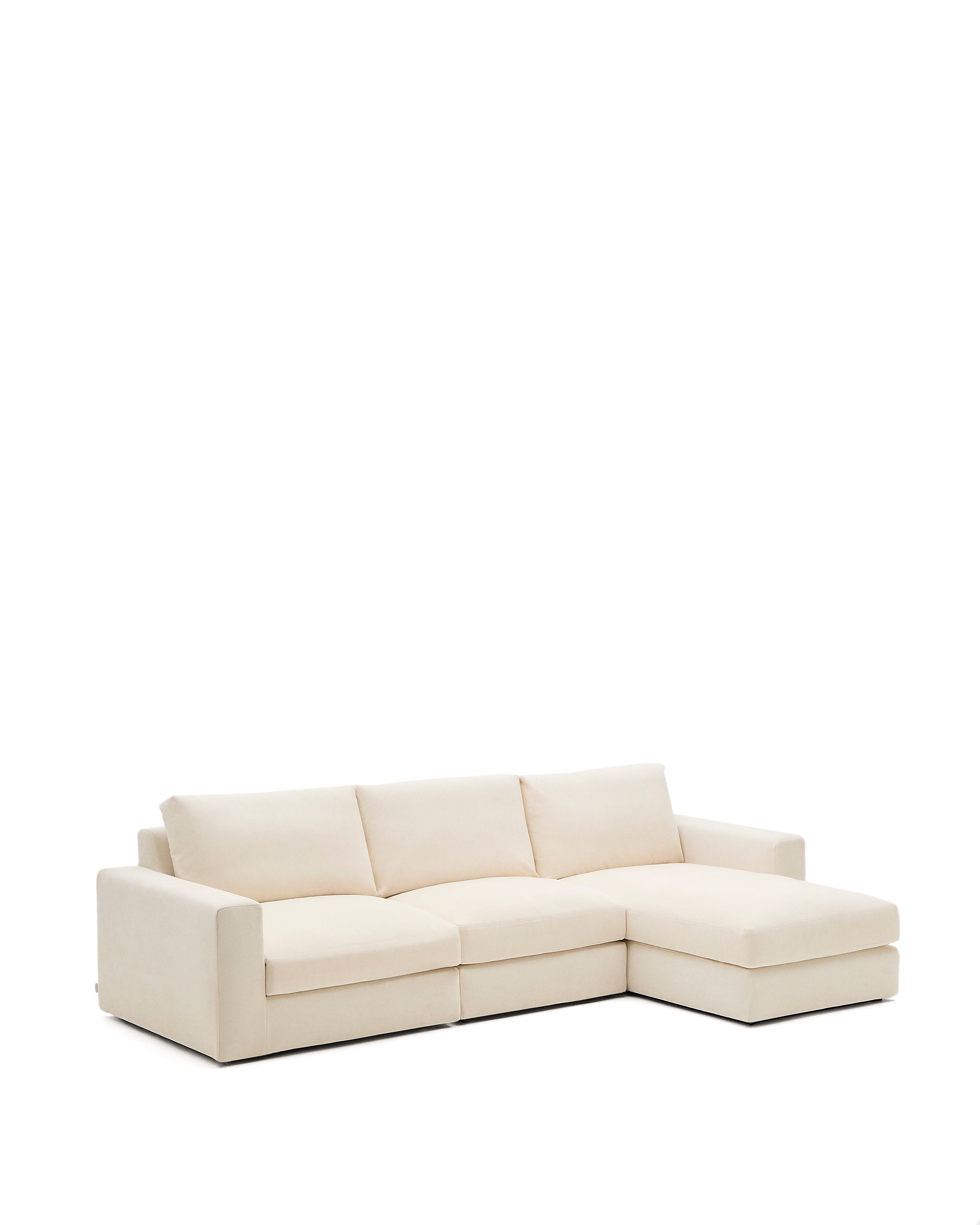 Alea ecru chenille 4-seater modular sofa with right chaise longue and removable cover 310cm - Product Image