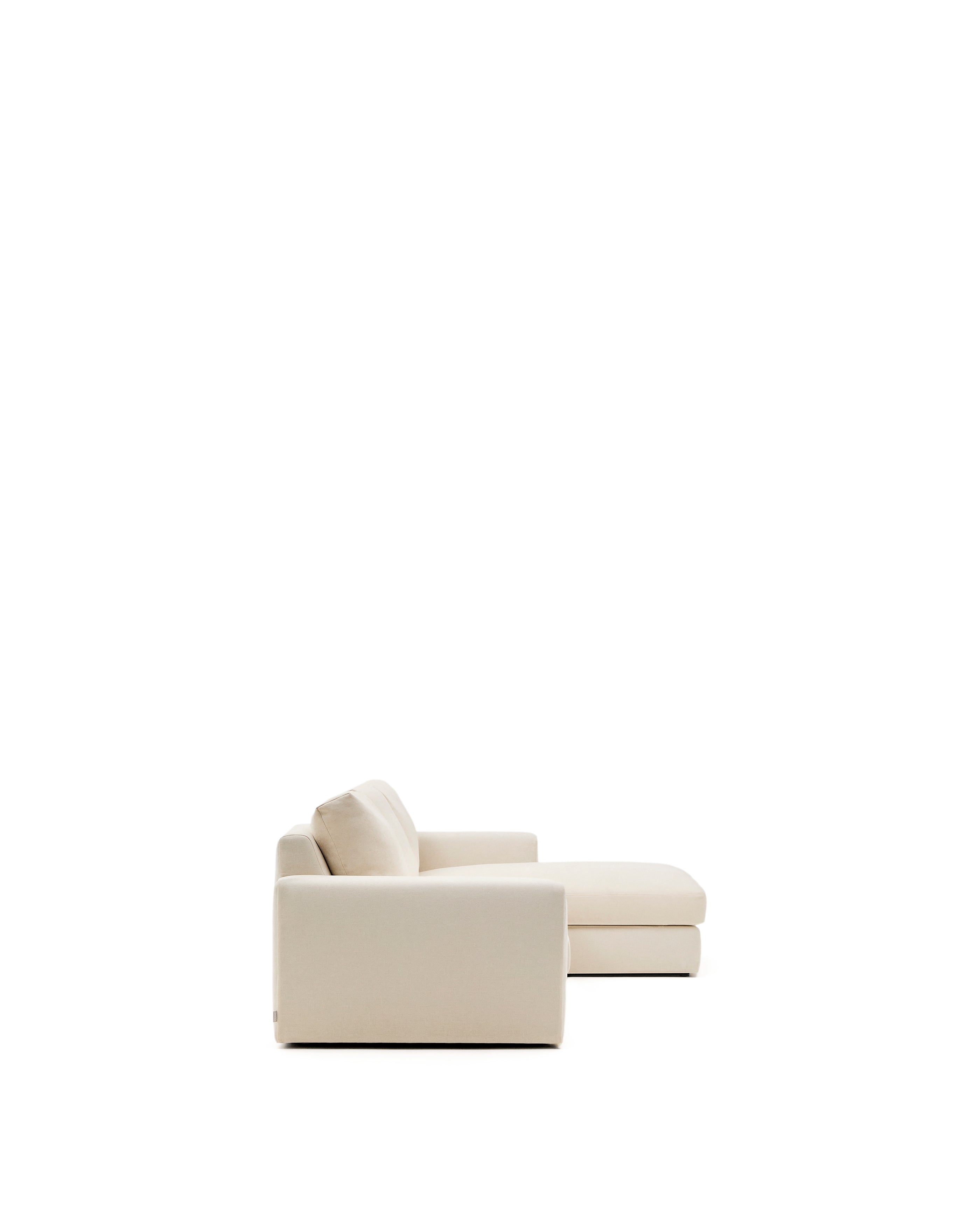 Alea ecru chenille 4-seater modular sofa with right chaise longue and removable cover 310cm - Product Image