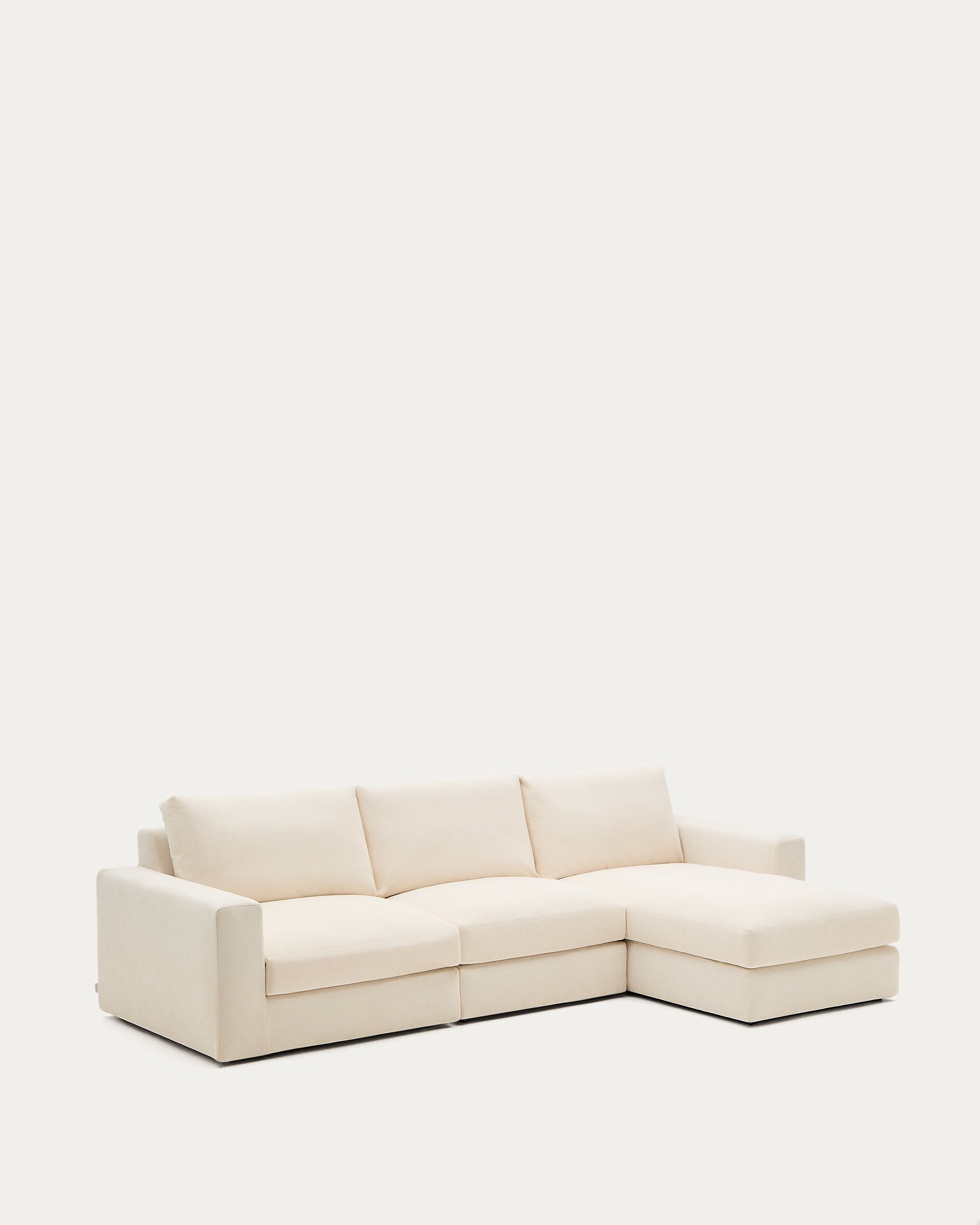Alea ecru chenille 4-seater modular sofa with right chaise longue and removable cover 310cm - Product View