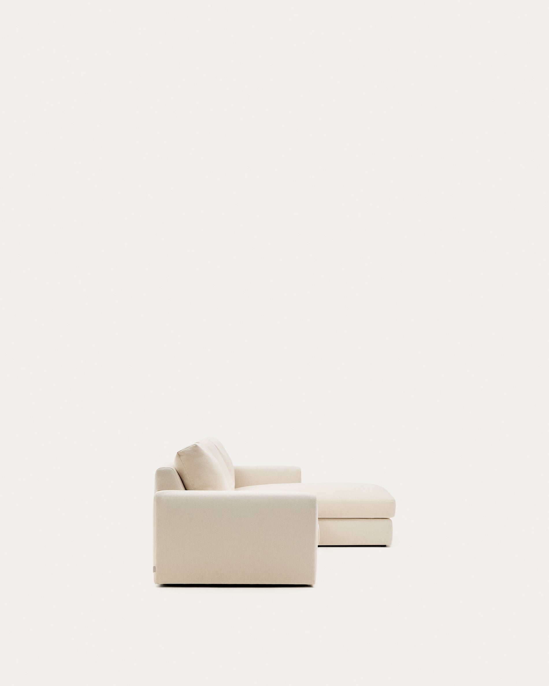 Alea ecru chenille 4-seater modular sofa with right chaise longue and removable cover 310cm - Product View