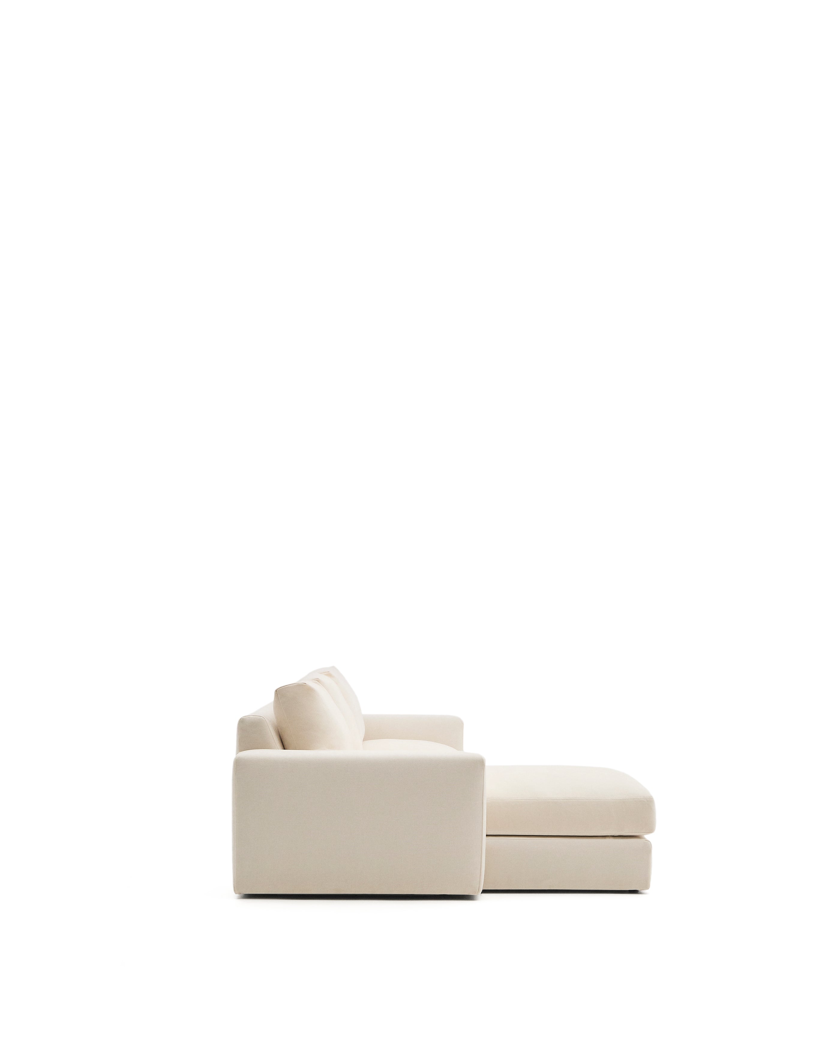 Alea ecru chenille 4-seater modular sofa with left chaise longue and removable cover 310cm - Product Image