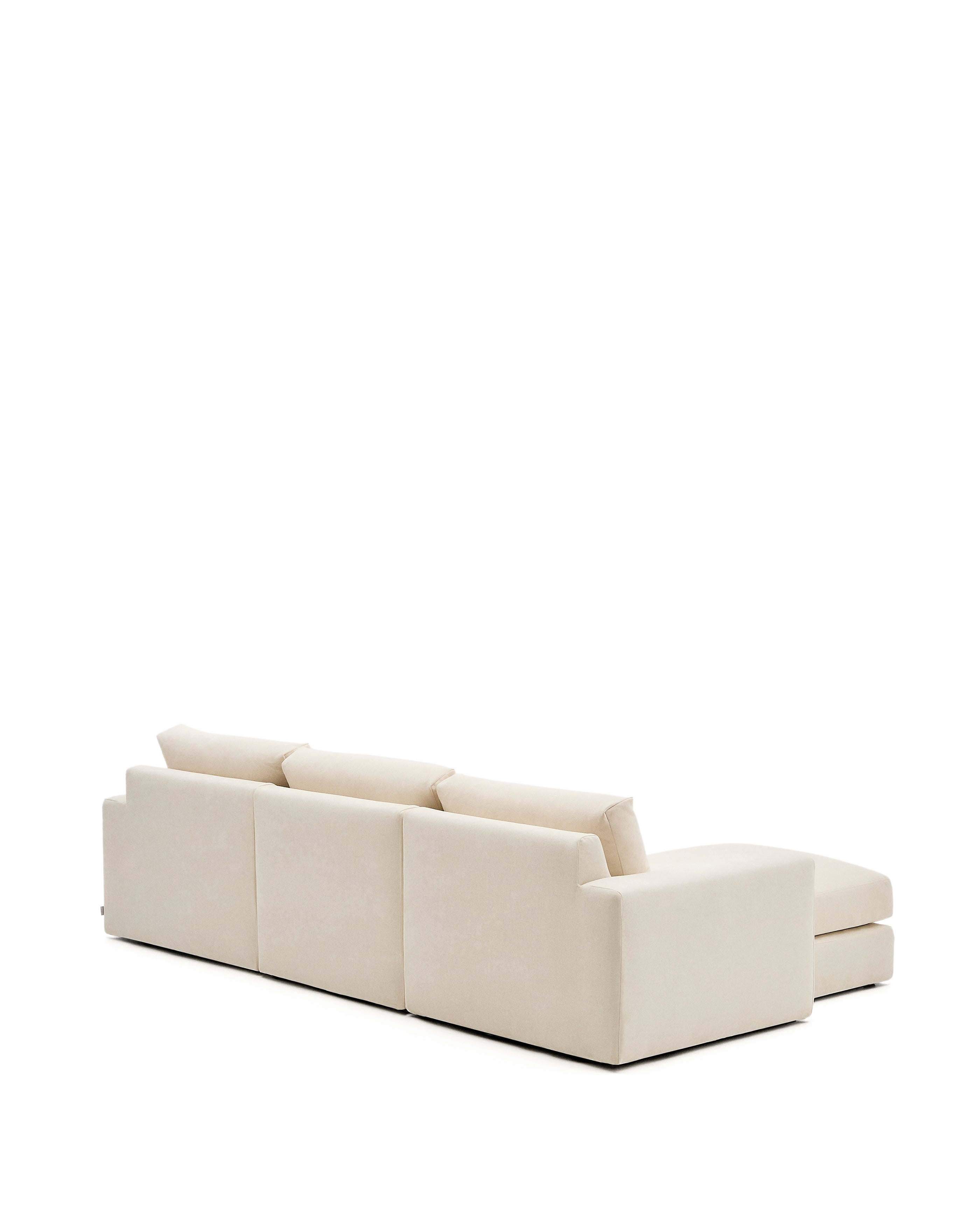Alea ecru chenille 4-seater modular sofa with left chaise longue and removable cover 310cm - Product Image