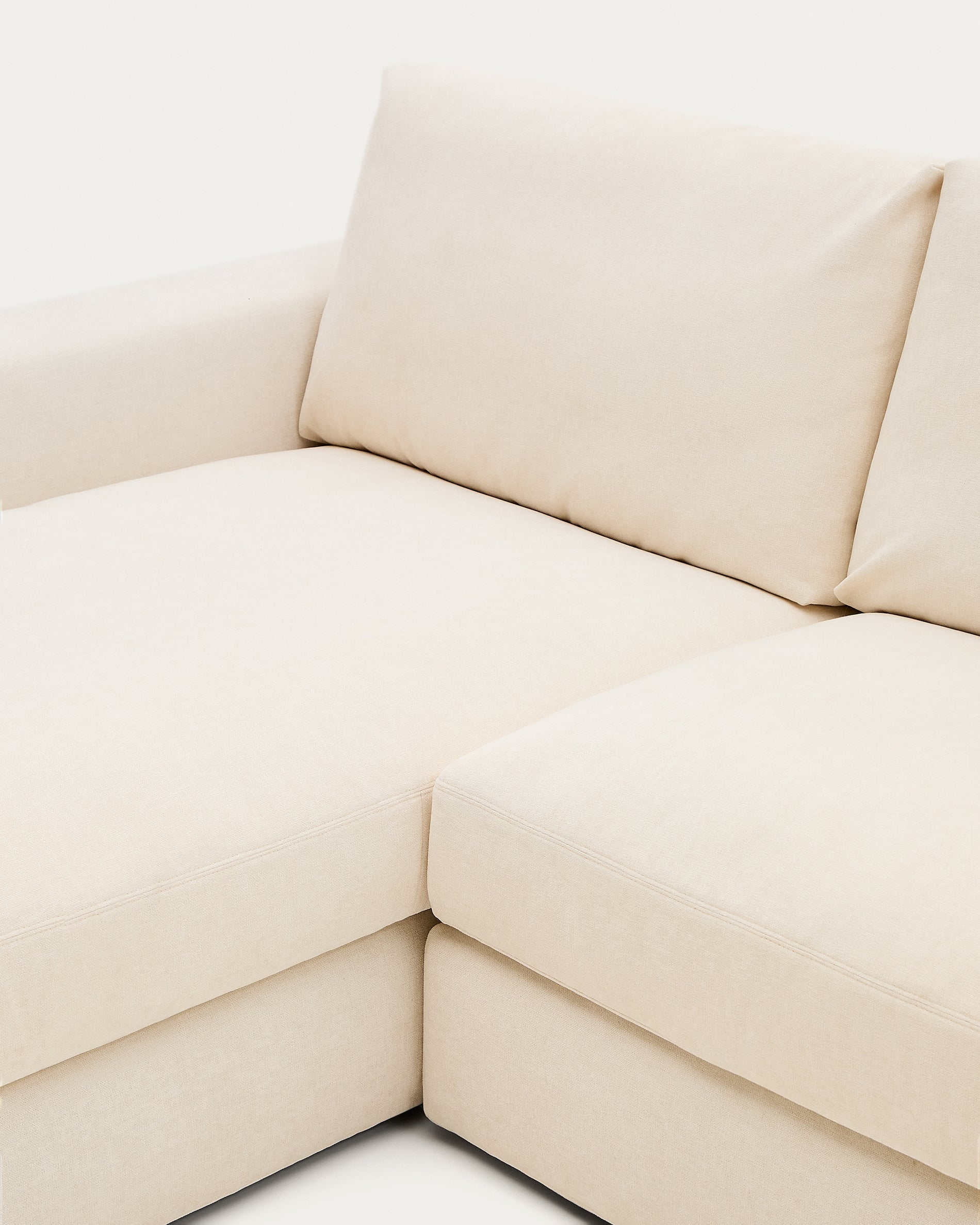 Alea ecru chenille 4-seater modular sofa with left chaise longue and removable cover 310cm - Detail
