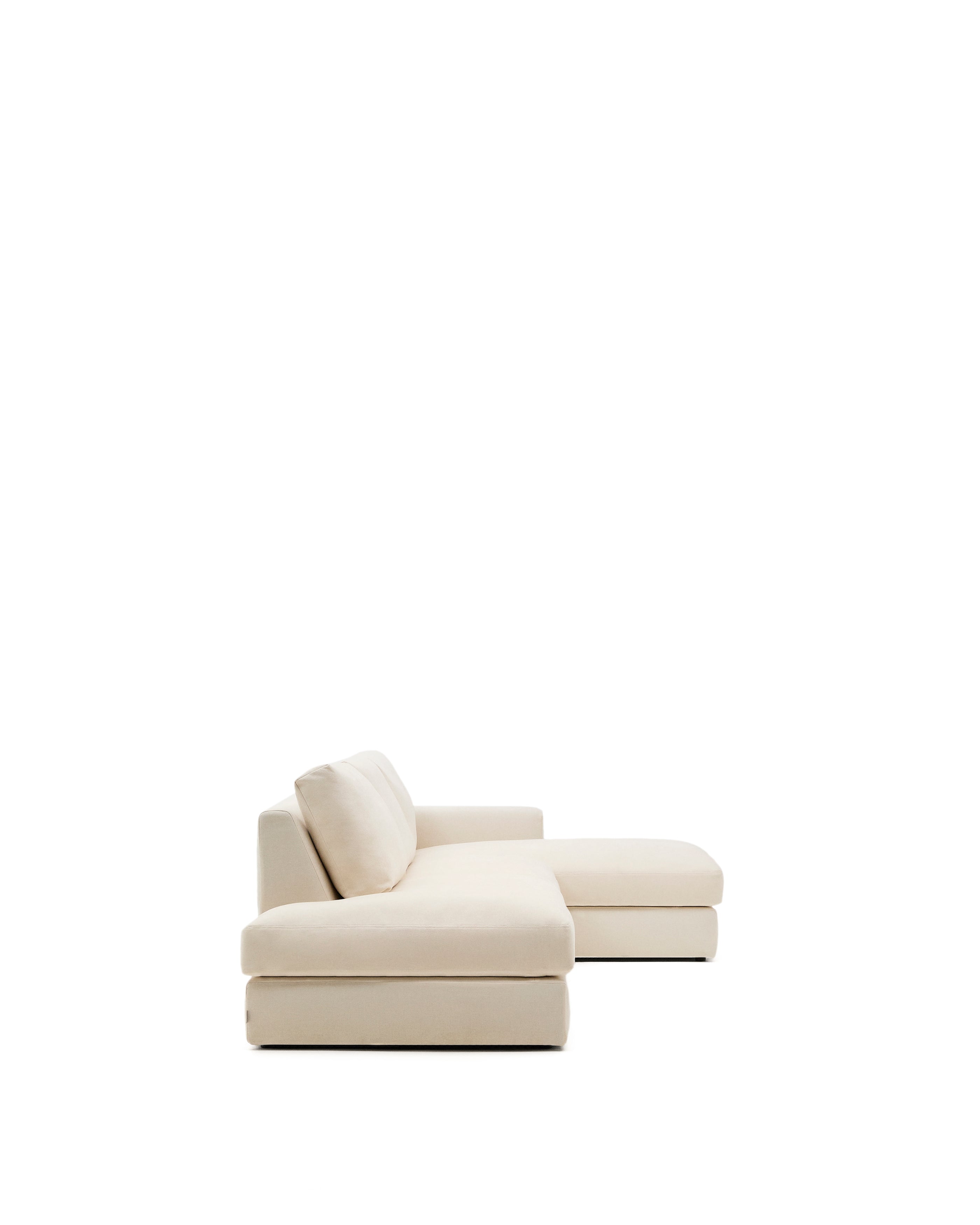 Alea ecru chenille 5-seater modular sofa with right chaise longue and removable cover 340cm - Product Image