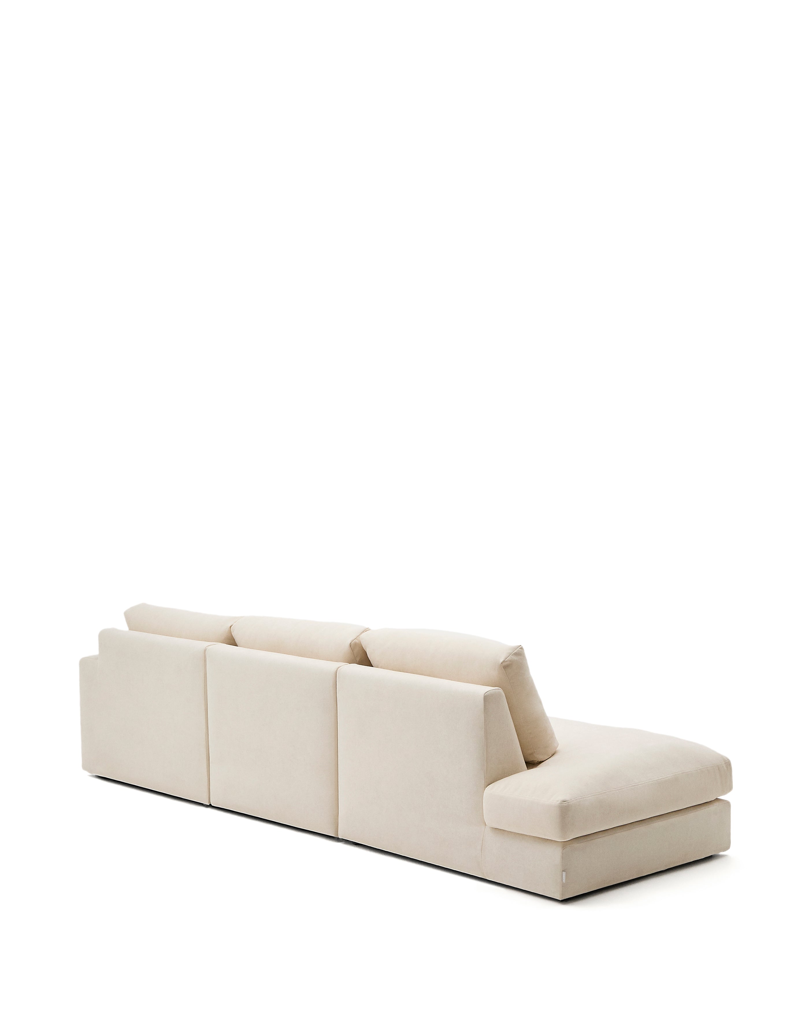 Alea ecru chenille 5-seater modular sofa with right chaise longue and removable cover 340cm - Product Image