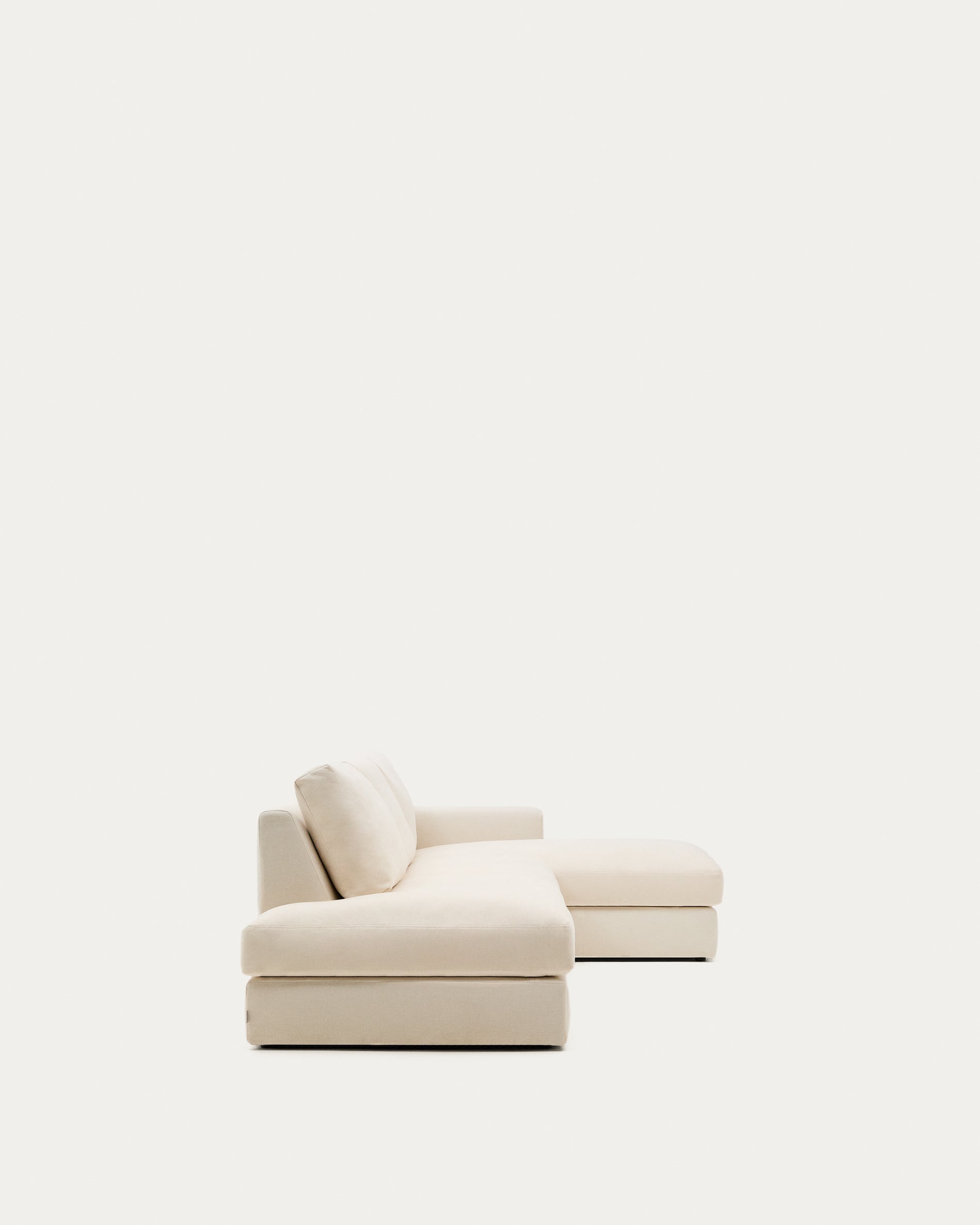 Alea ecru chenille 5-seater modular sofa with right chaise longue and removable cover 340cm - Product View