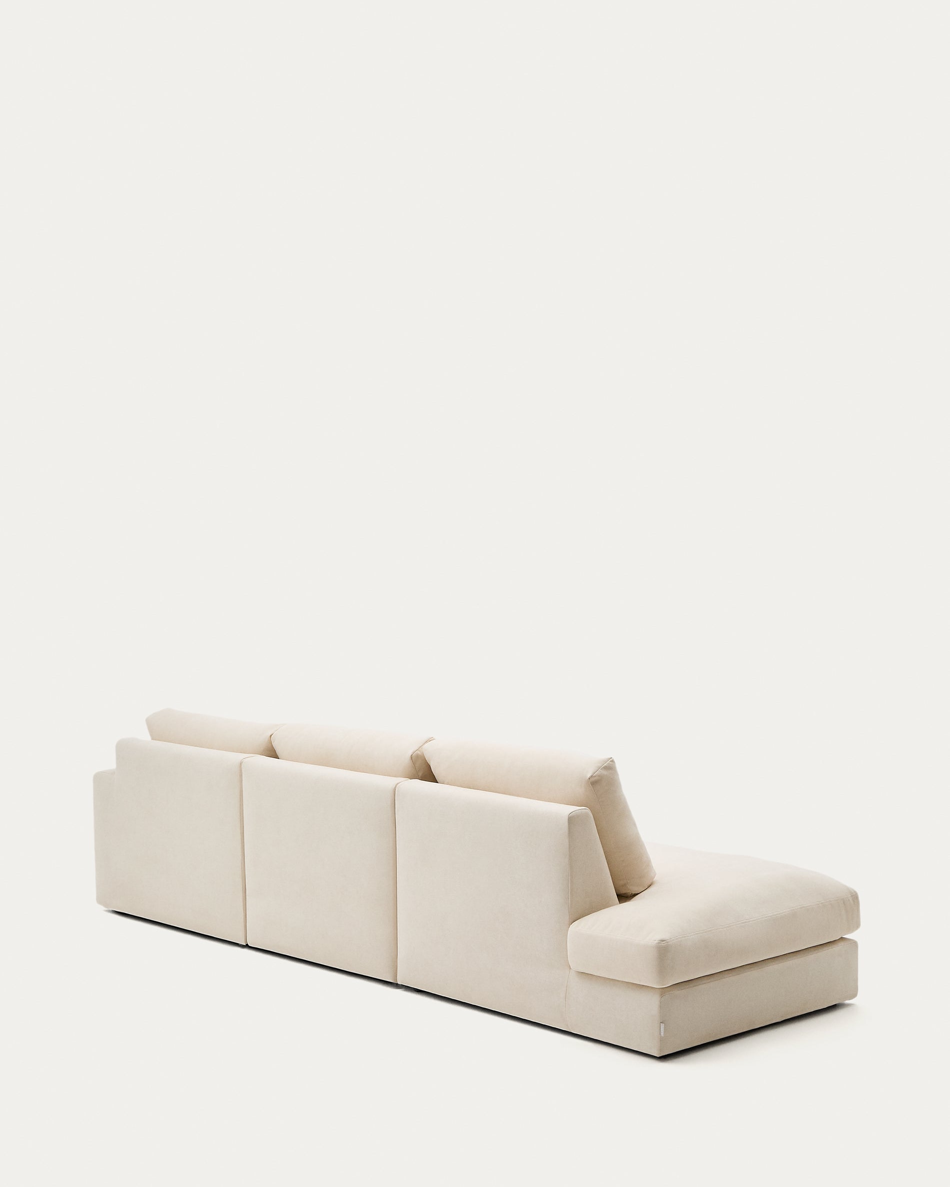 Alea ecru chenille 5-seater modular sofa with right chaise longue and removable cover 340cm - Product View
